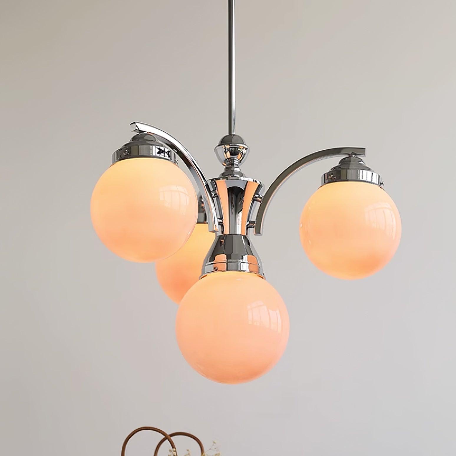 Salamanca Lustre Boules en Verre Rose Arcs en Chrome Stylé - Neutralighting