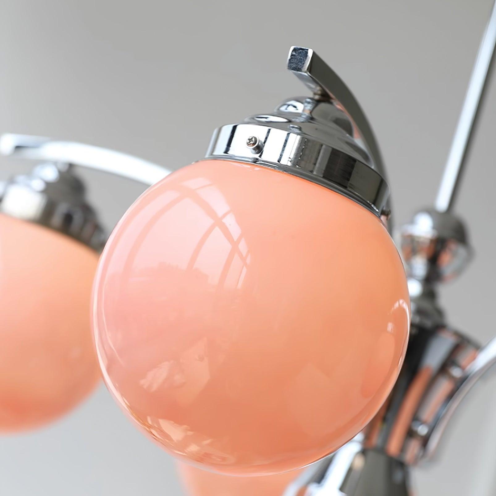 Salamanca Lustre Boules en Verre Rose Arcs en Chrome Stylé - Neutralighting