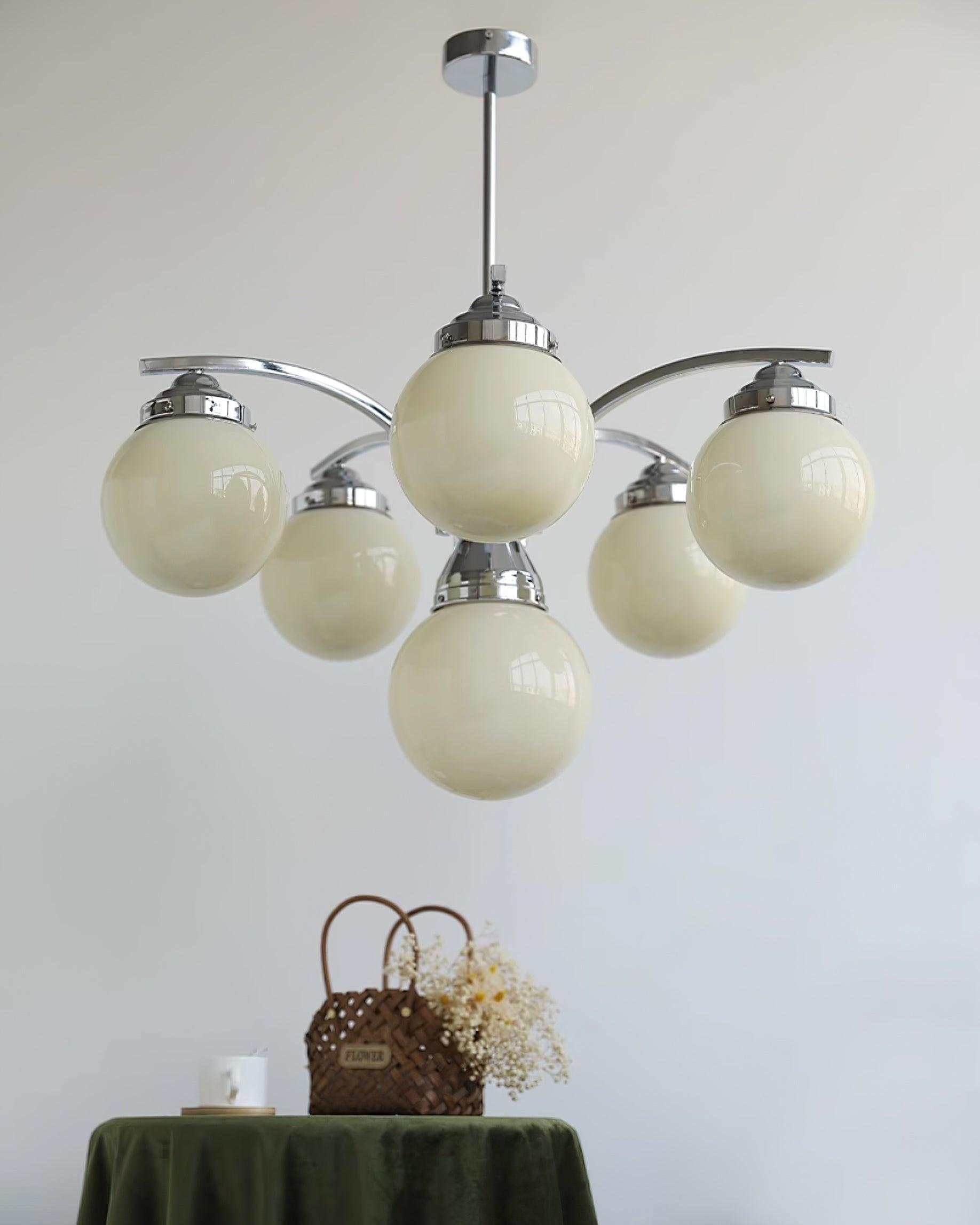 Salamanca Lustre Boules en Verre Rose Arcs en Chrome Stylé - Neutralighting