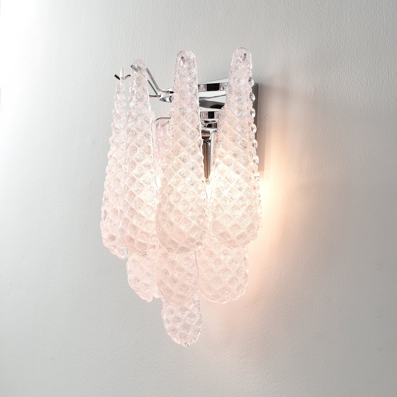 Aurora Wall Sconce Pink Waffle Glass Modern - Letslighting