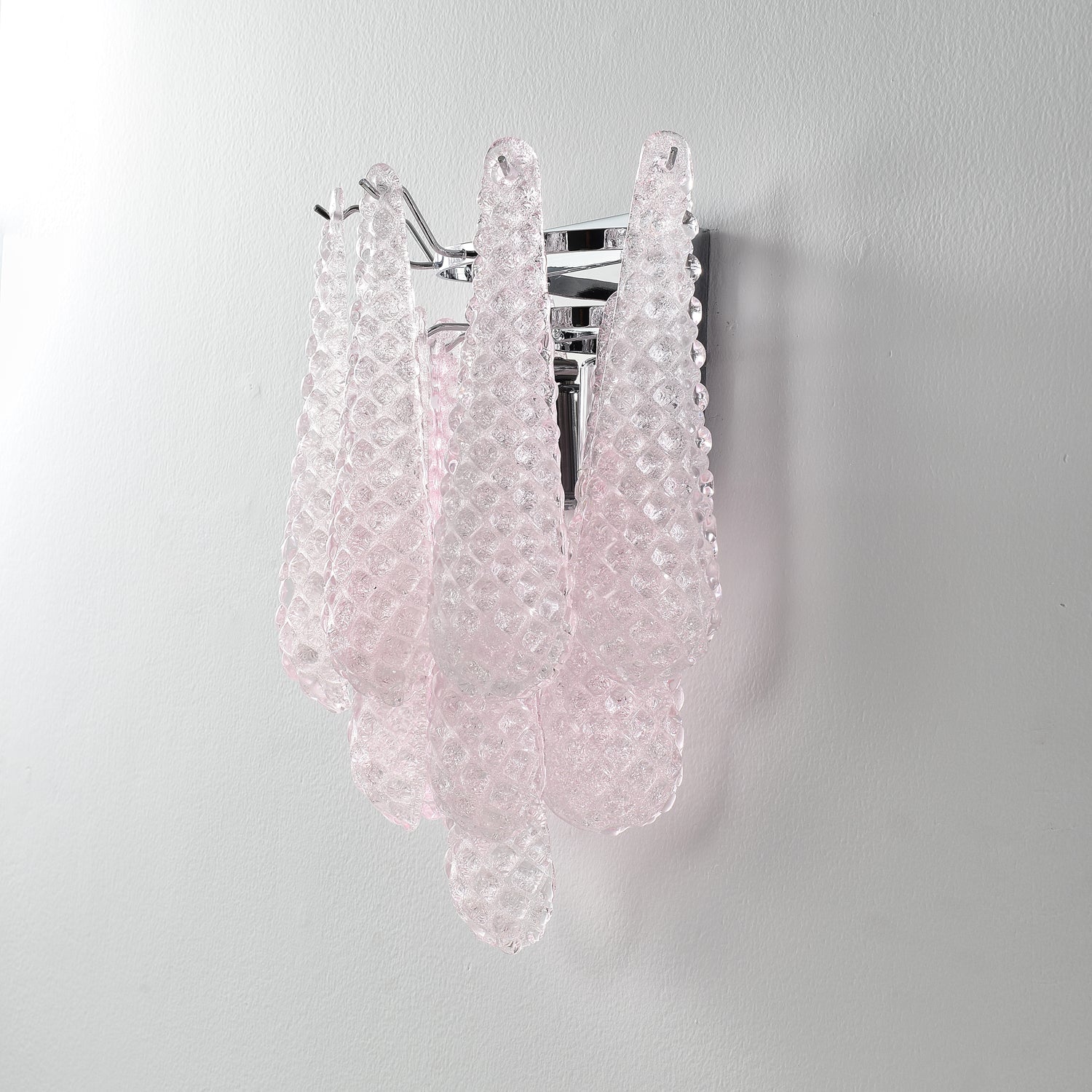 Aurora Wall Sconce Pink Waffle Glass Modern - Letslighting