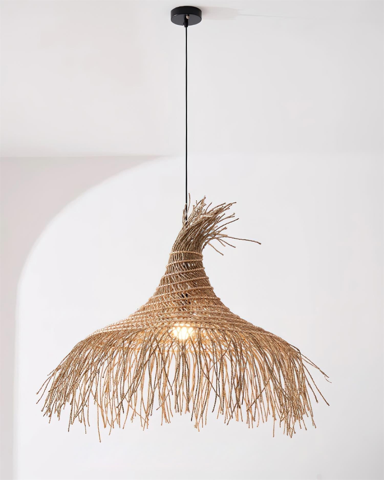 Suspension Avec Abat-jour en Rotin Tissé à la Main Style Bohème Naturel - Neutralighting