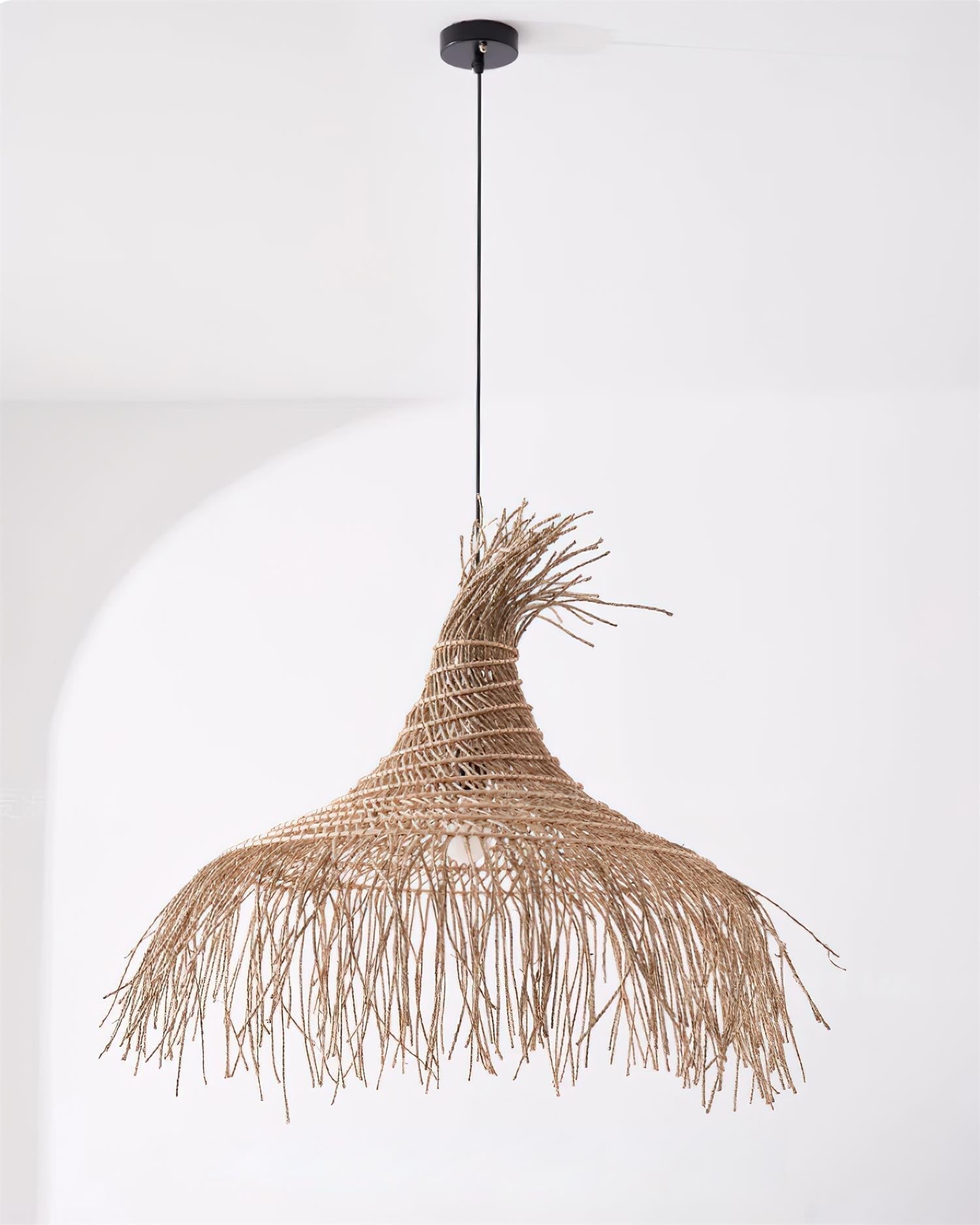 Suspension Avec Abat-jour en Rotin Tissé à la Main Style Bohème Naturel - Neutralighting