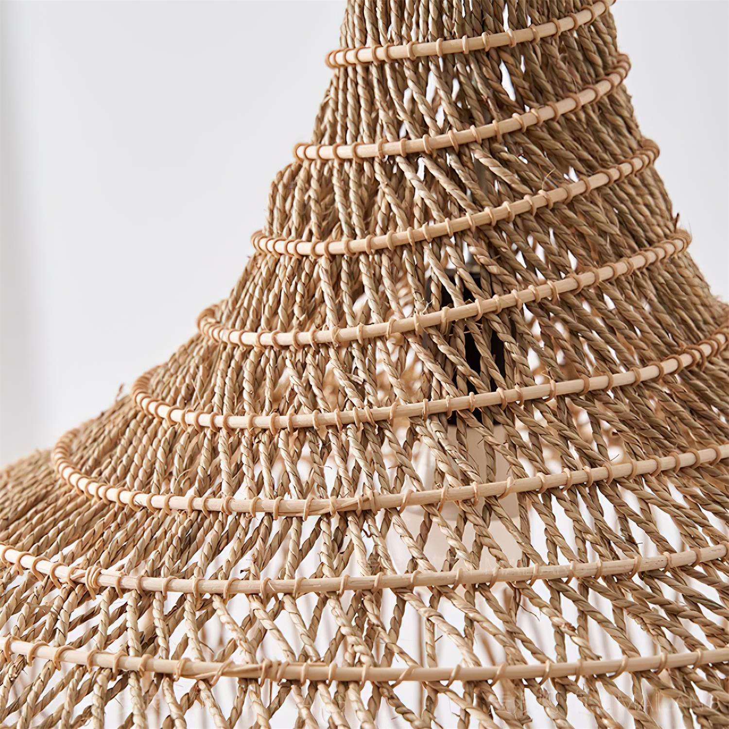 Suspension Avec Abat-jour en Rotin Tissé à la Main Style Bohème Naturel - Neutralighting