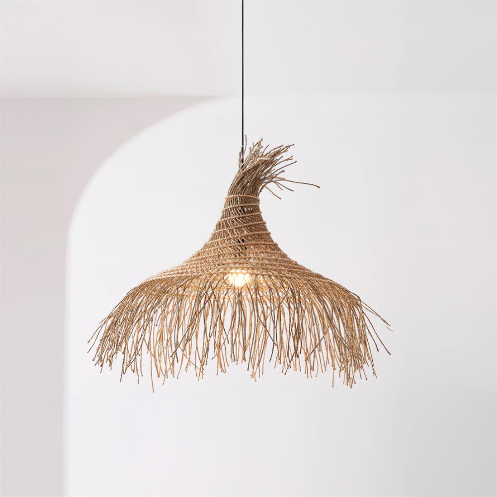 Suspension Avec Abat-jour en Rotin Tissé à la Main Style Bohème Naturel - Neutralighting