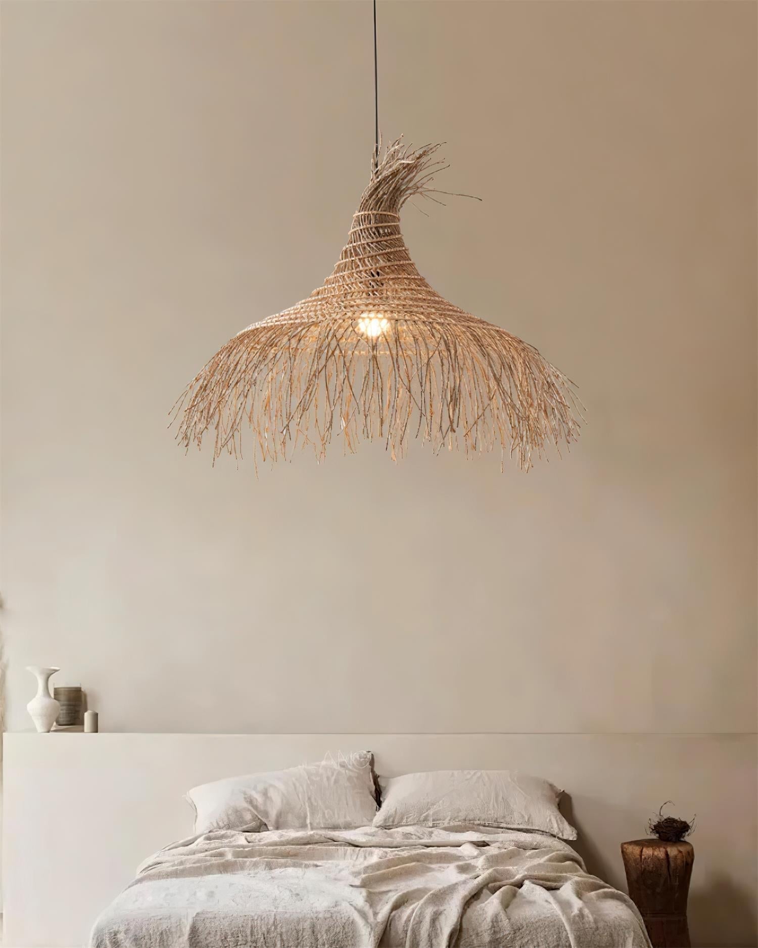 Suspension Avec Abat-jour en Rotin Tissé à la Main Style Bohème Naturel - Neutralighting