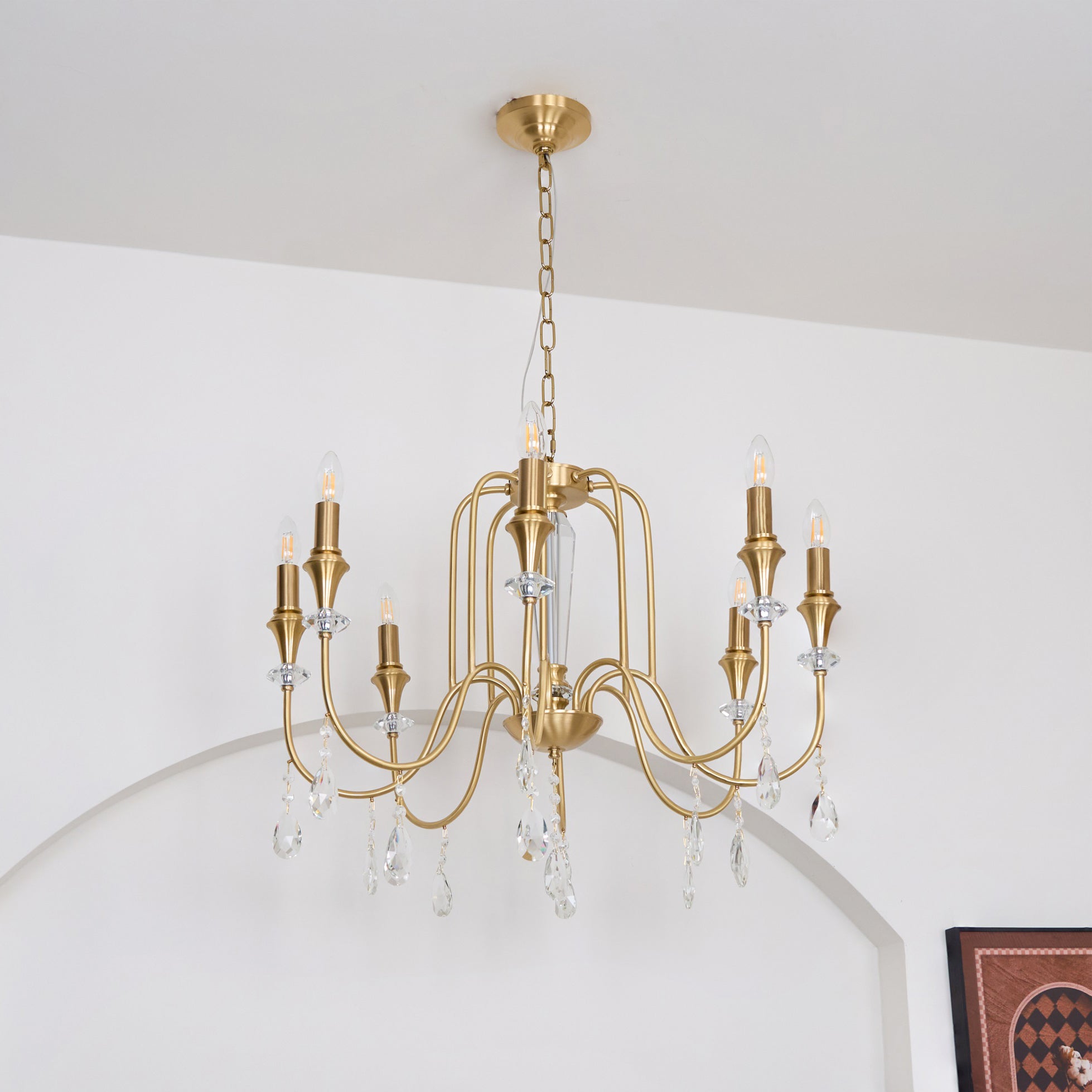 Ercararis Vintage Industrial Brass Crystal Chandelier - Lamp Copper