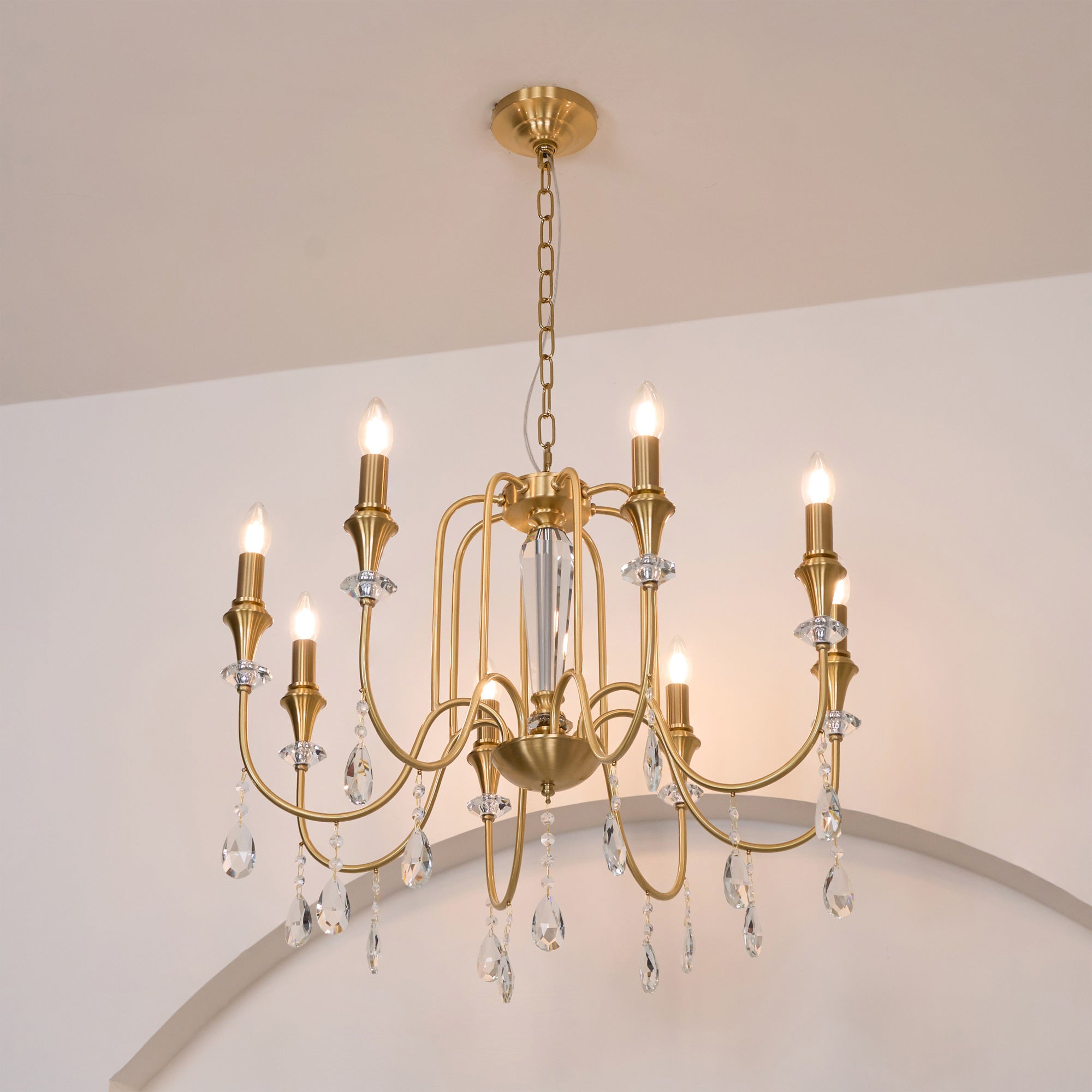 Ercararis Vintage Industrial Brass Crystal Chandelier - Lamp Copper
