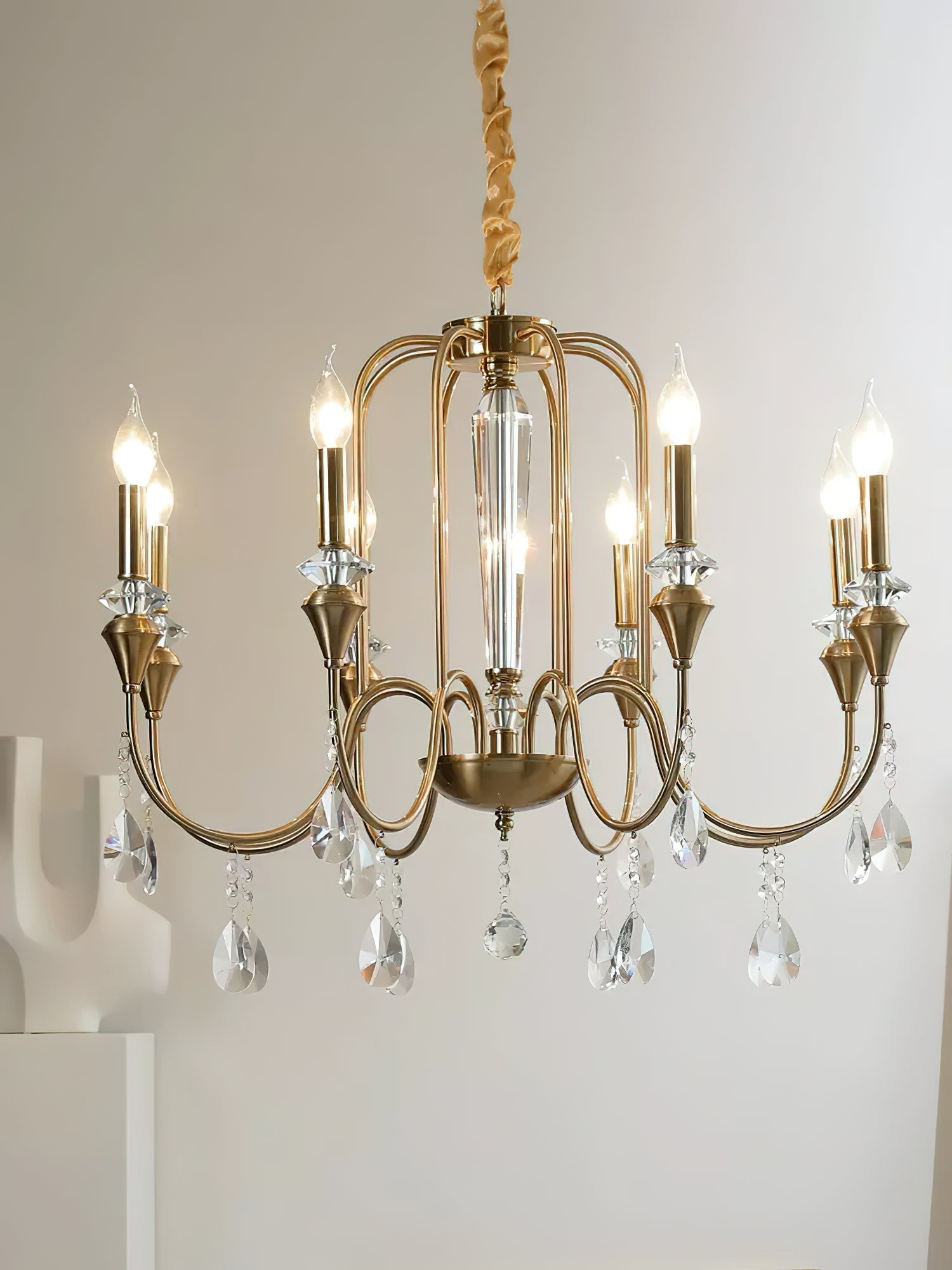 Ercararis Vintage Industrial Brass Crystal Chandelier - Lamp Copper