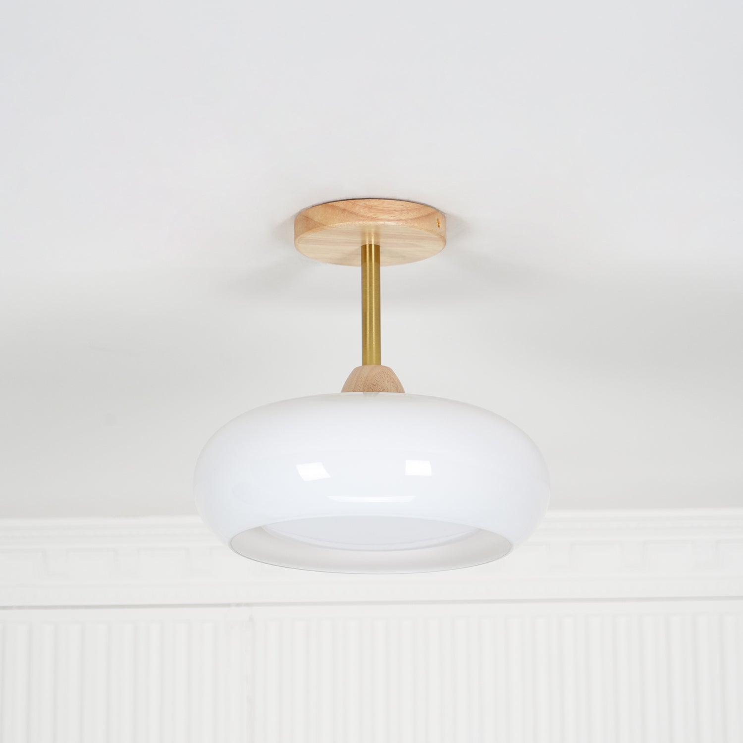 Charlotte Plafonnier Encastré en Verre, Bois, Orange & Blanc - Neutralighting