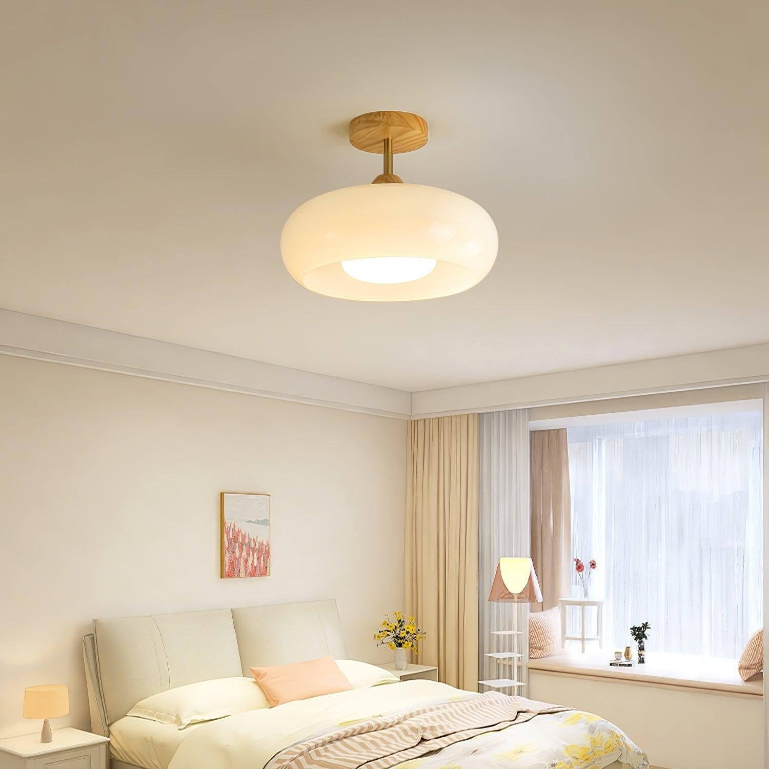 Charlotte Plafonnier Encastré en Verre, Bois, Orange & Blanc - Neutralighting