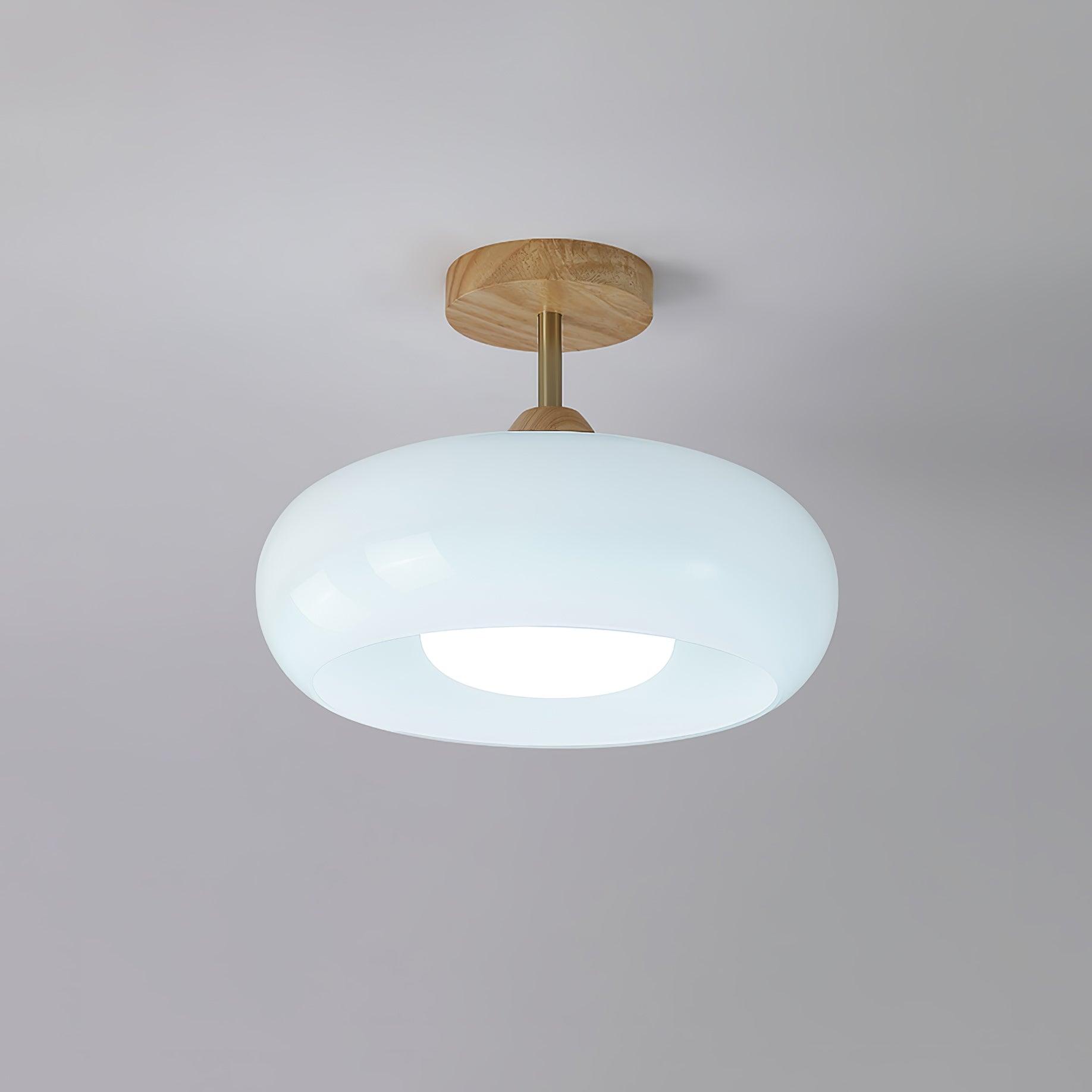 Solara Plafonnier en verre et bois avec abat-jour coloré - Neutralighting