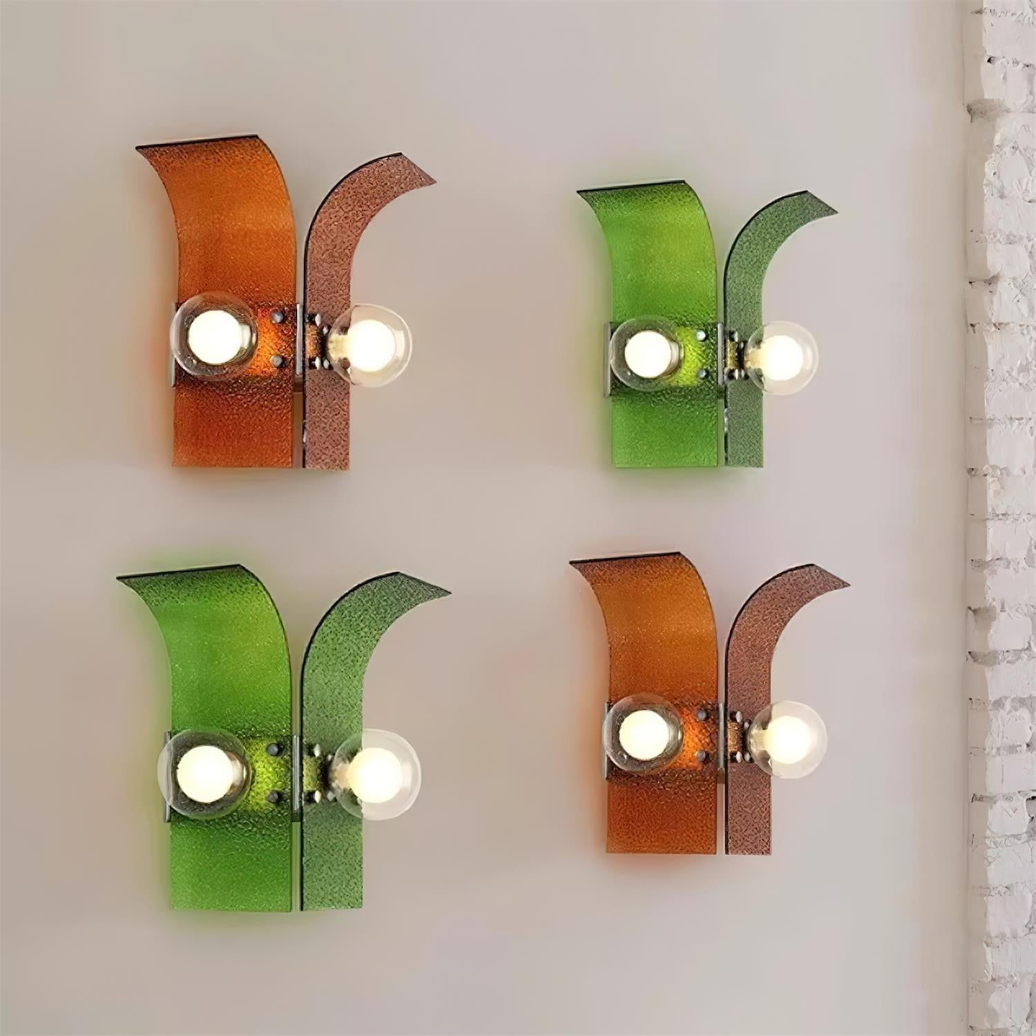 Virelli Applique Murale Panneaux en Verre Texturé Deux Globes Art Déco - Neutralighting