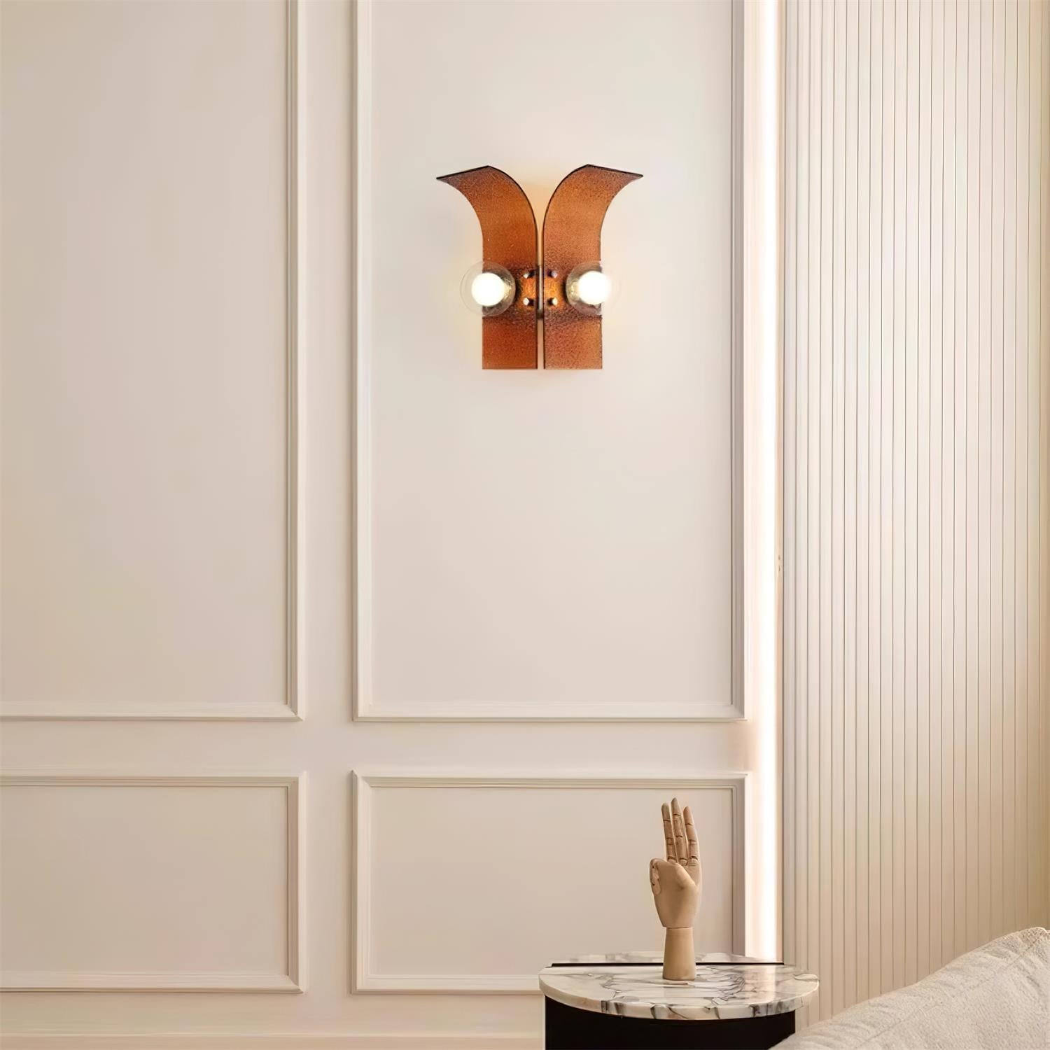 Virelli Applique Murale Panneaux en Verre Texturé Deux Globes Art Déco - Neutralighting