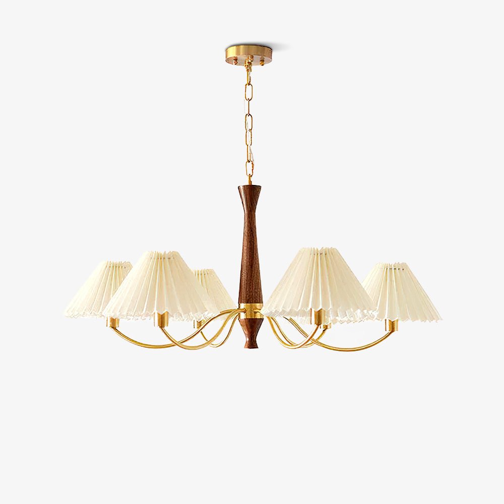 Lustra Chandelier Plissé avec Abat-jours Blancs Milieu du Siècle - Neutralighting