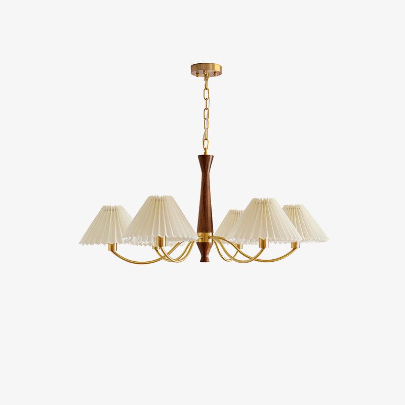Lustra Chandelier Plissé avec Abat-jours Blancs Milieu du Siècle - Neutralighting