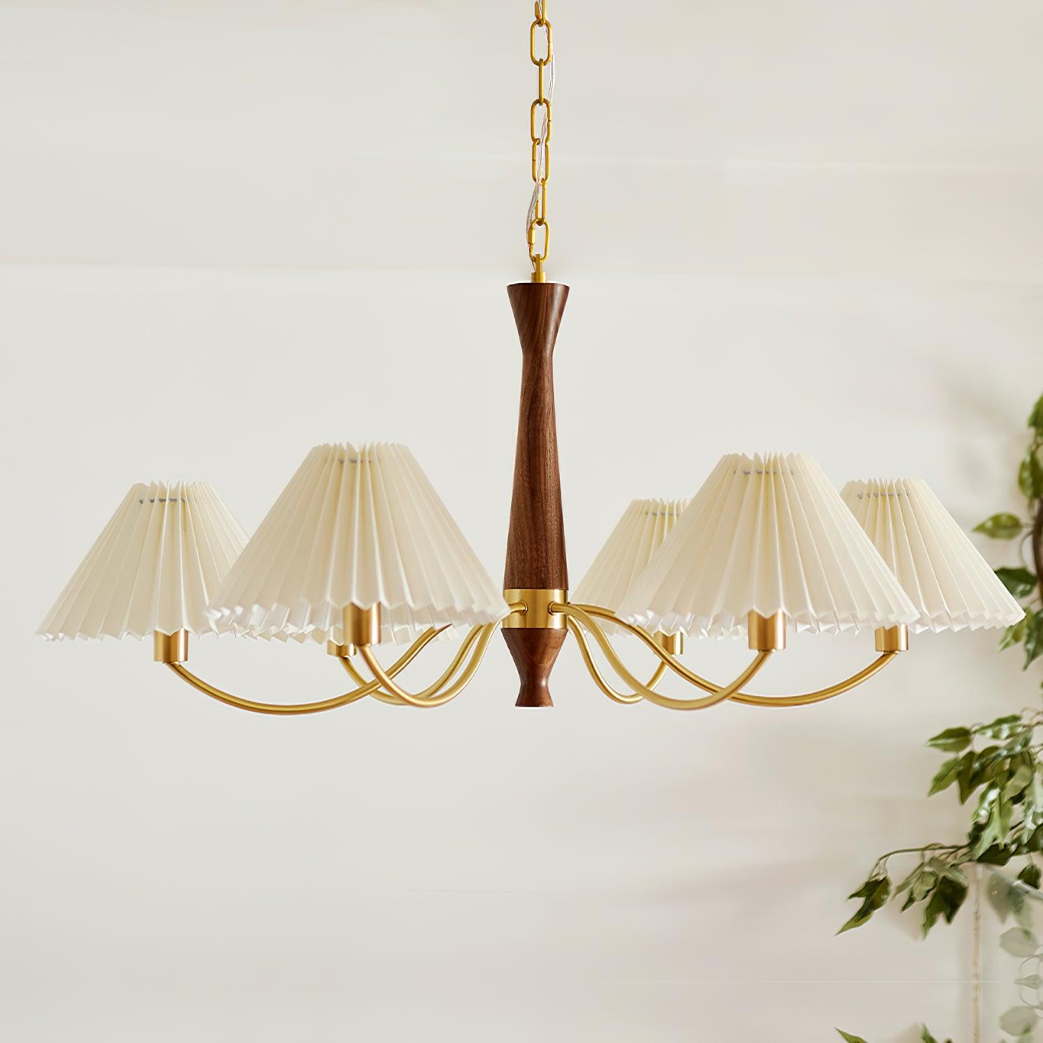 Lustra Chandelier Plissé avec Abat-jours Blancs Milieu du Siècle - Neutralighting