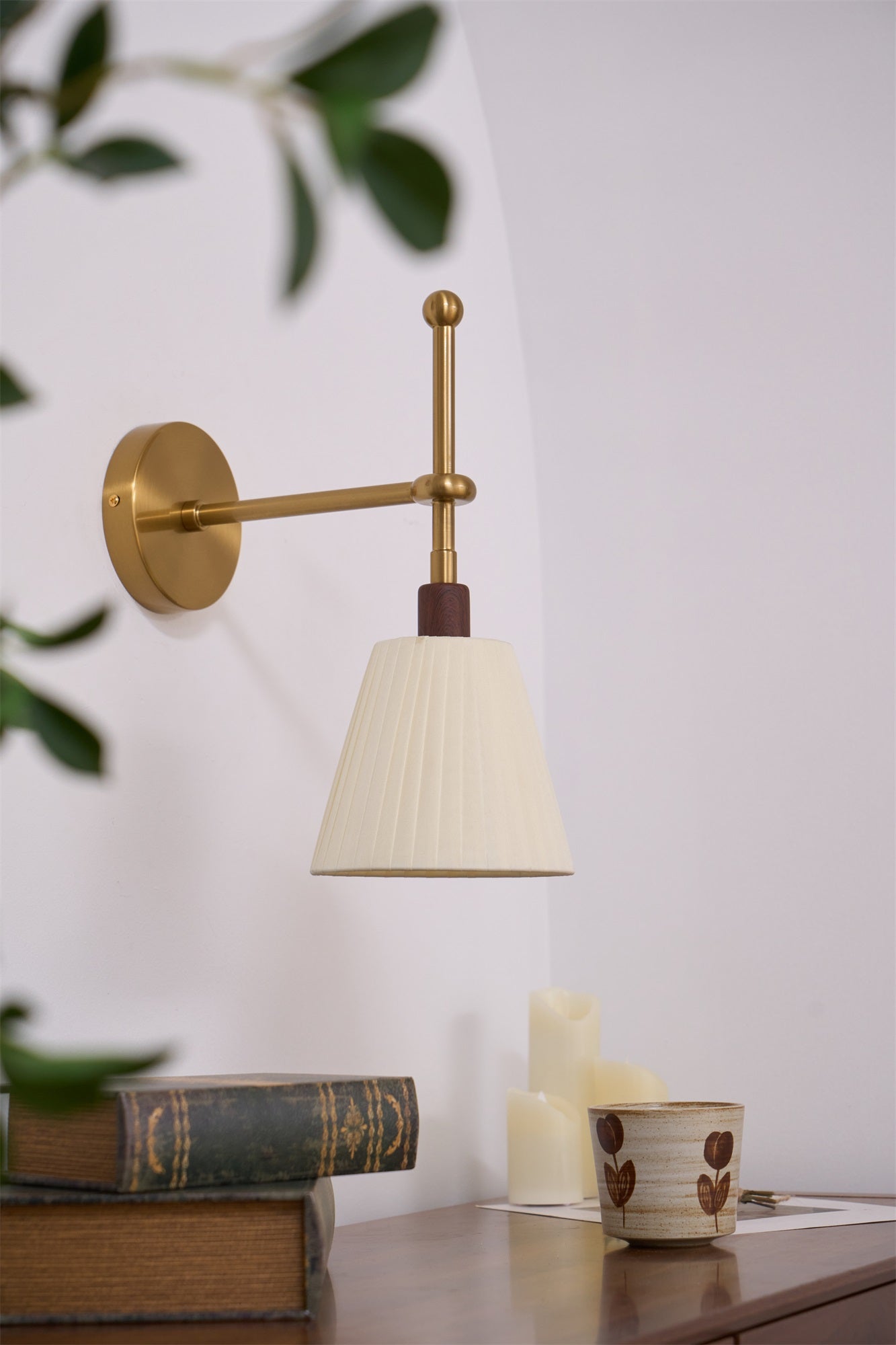 Lustra Lampe Murale en Tissu Plissé Laiton - Neutralighting