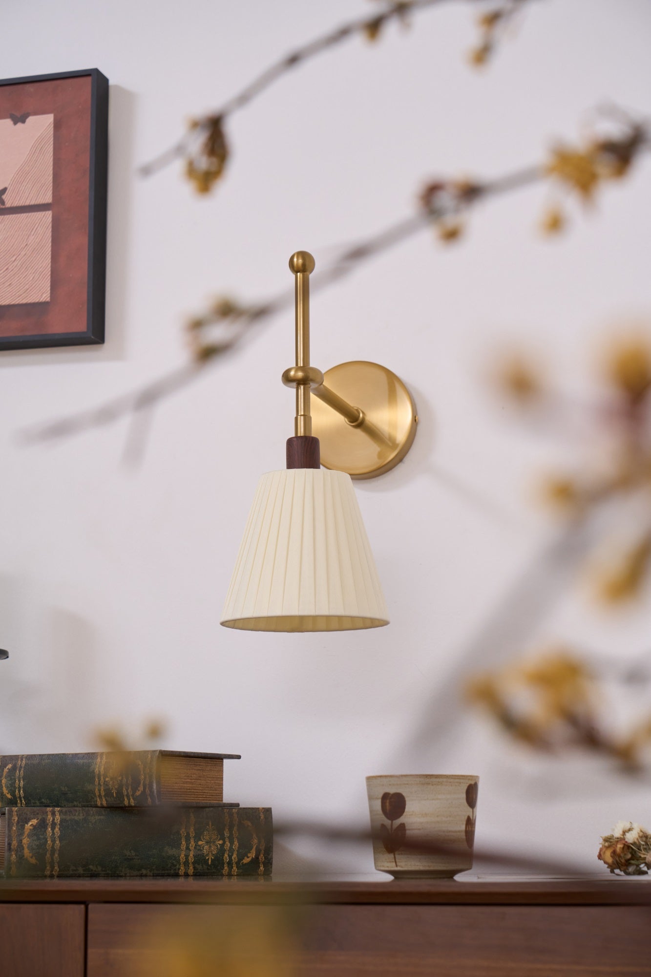 Lustra Lampe Murale en Tissu Plissé Laiton - Neutralighting