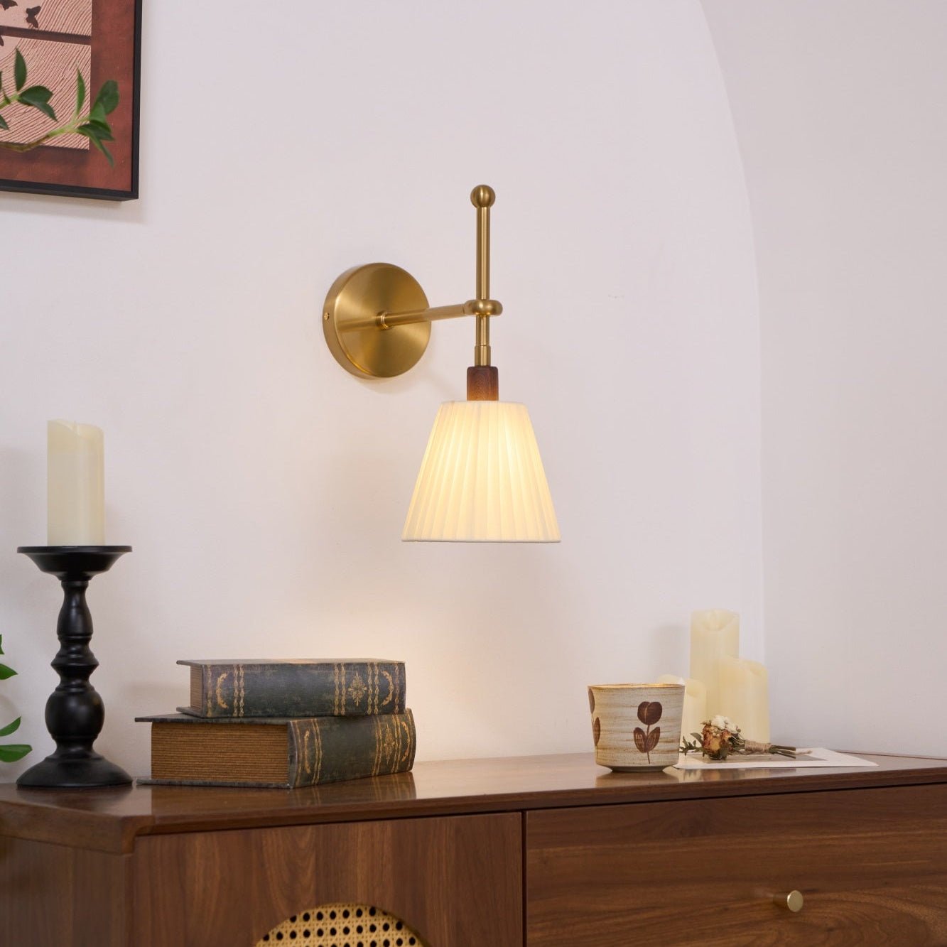 Lustra Lampe Murale en Tissu Plissé Laiton - Neutralighting