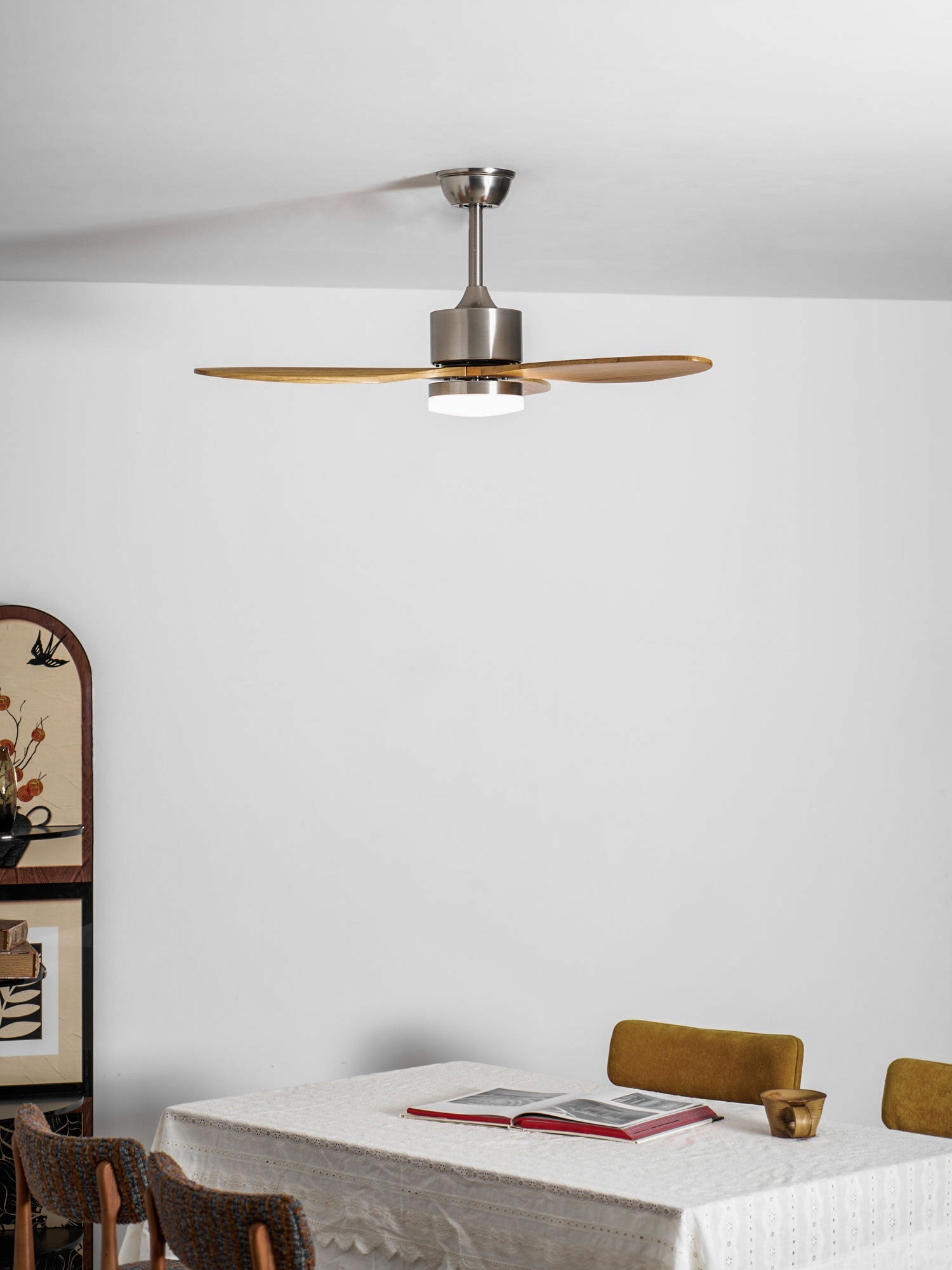 Lumière LED dimmable intégrée au ventilateur.