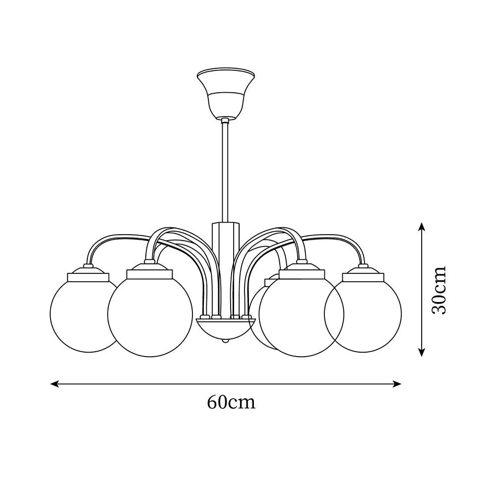 Polaris Chandelier Chrome Wood Six-Arm - Letslighting