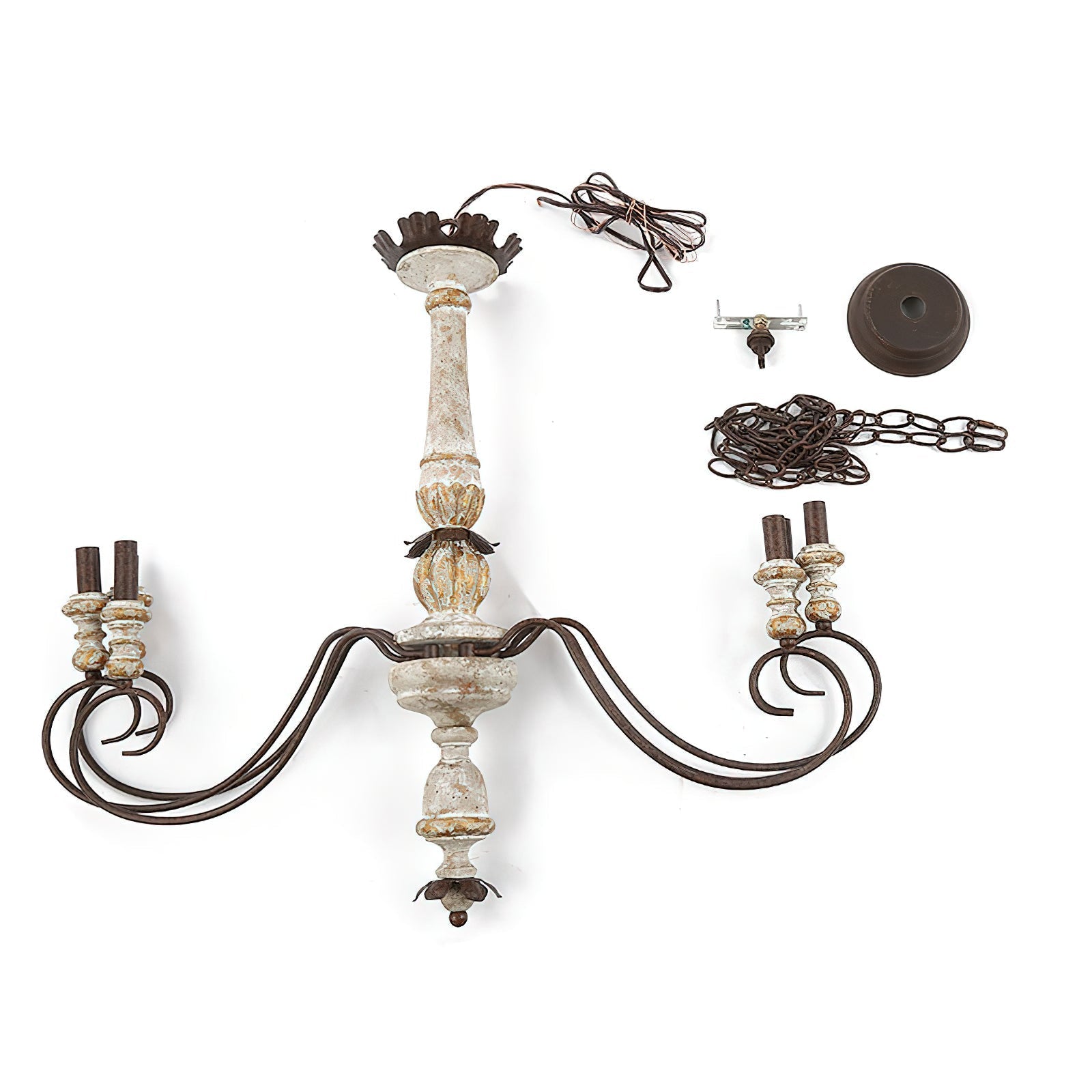 Zonorira Vintage Industrial Wooden Metal Chandelier - Lamp Copper