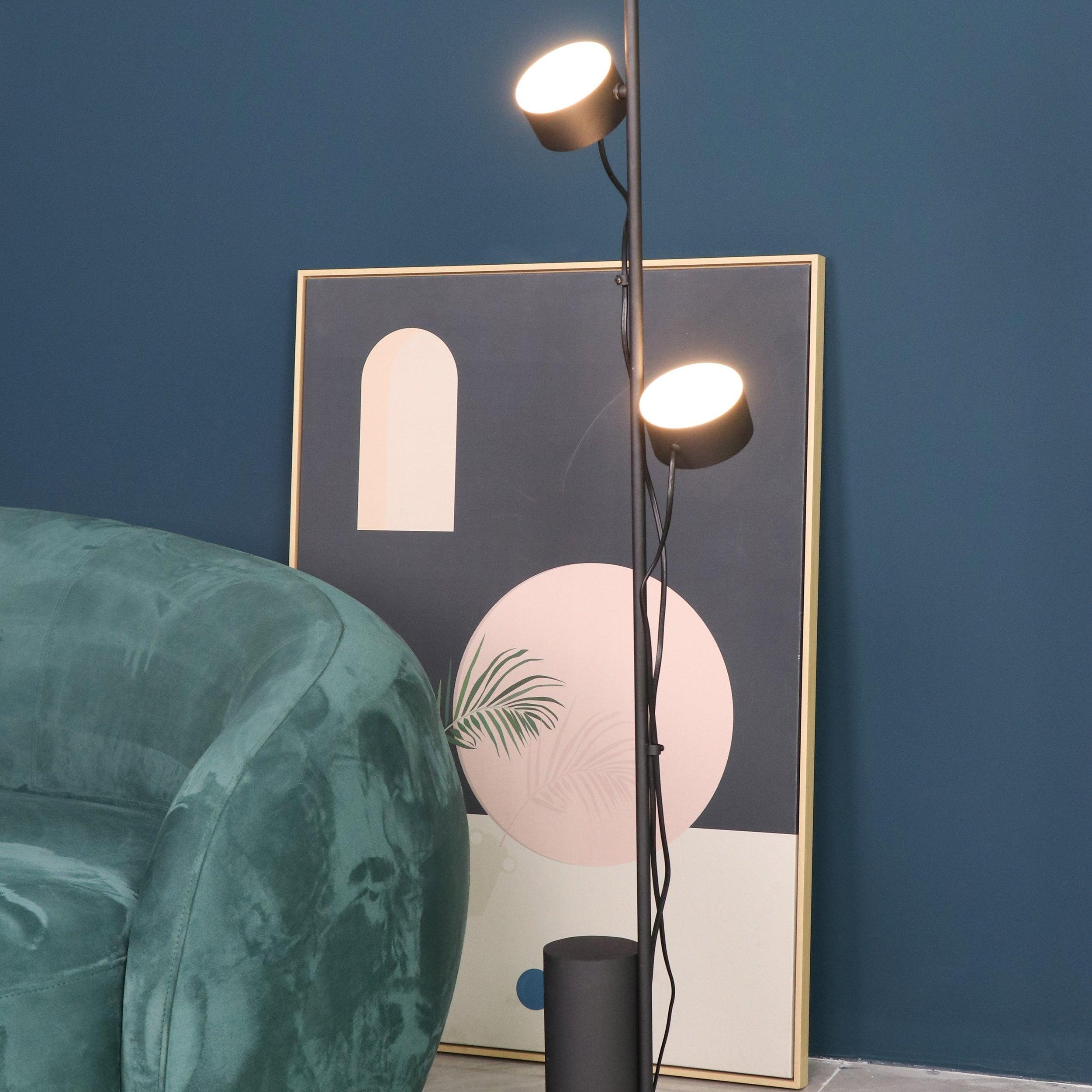 Arisha Lampadaire Linéaire Minimaliste, Métal/Acrylique, Noir, Salon - Neutralighting