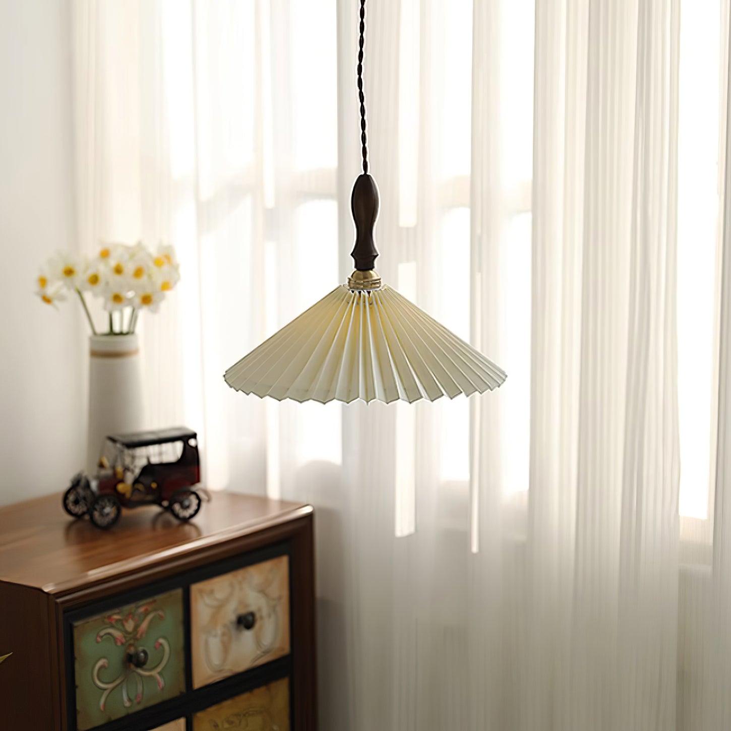Prairie Suspension en Noyer à Abat-jour Plissé - Neutralighting