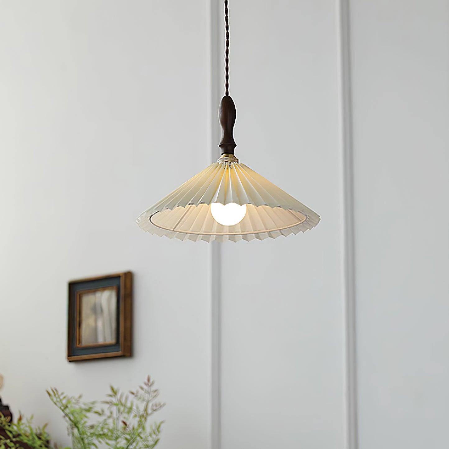 Prairie Suspension en Noyer à Abat-jour Plissé - Neutralighting