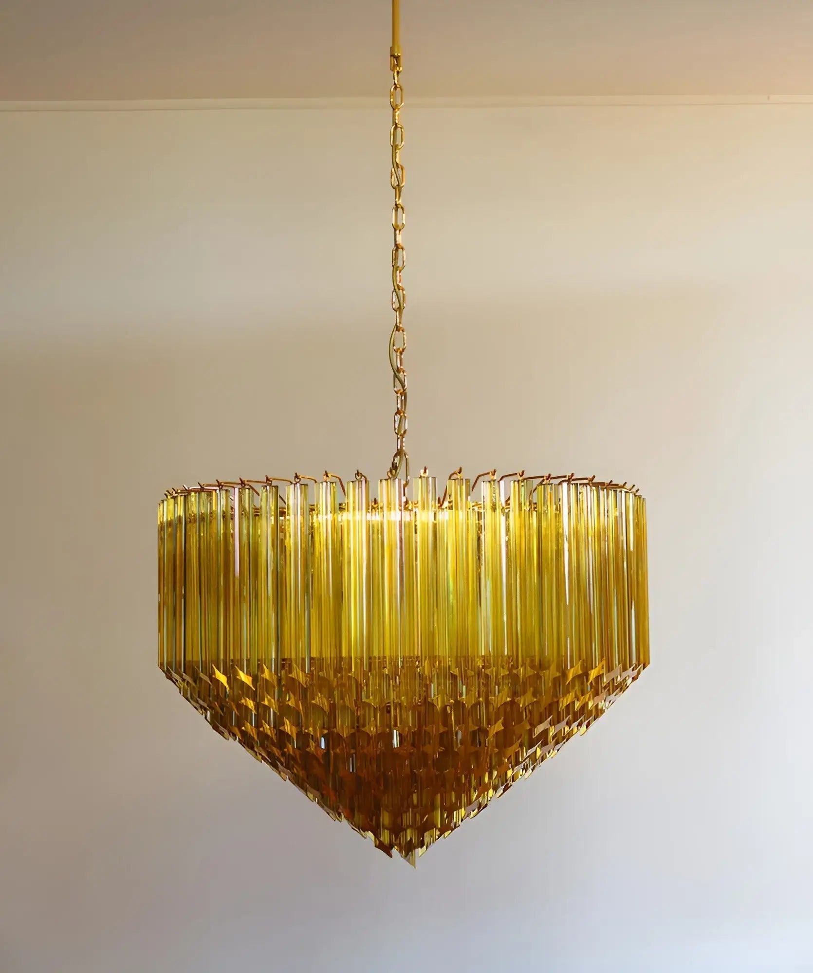 Aurora Chandelier Amber Murano Glass Prism Grand Art - Letslighting
