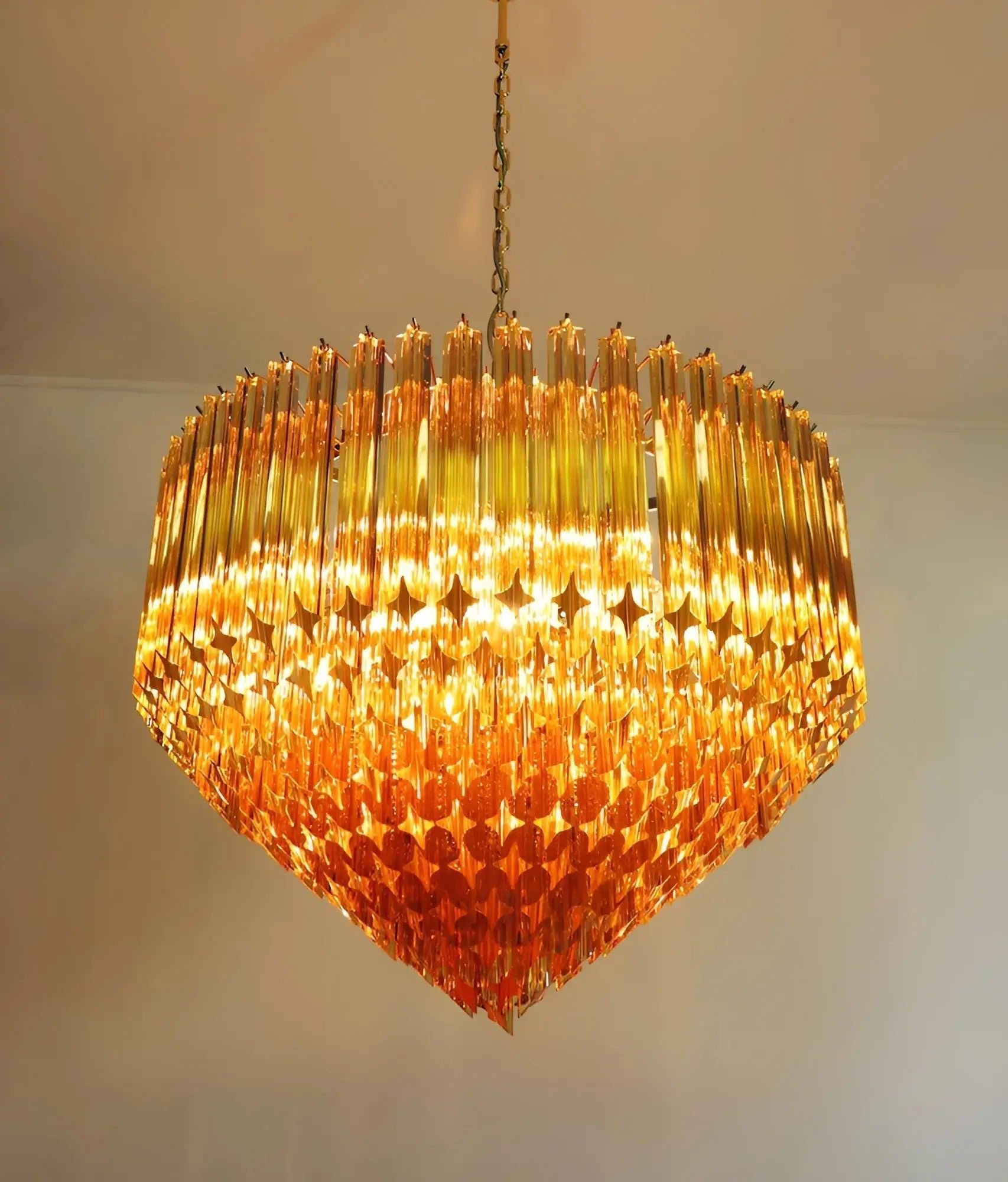 Aurora Chandelier Amber Murano Glass Prism Grand Art - Letslighting