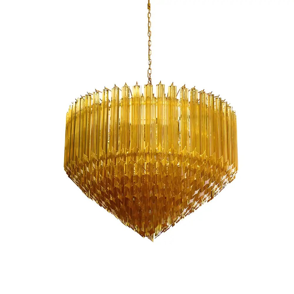 Aurora Chandelier Amber Murano Glass Prism Grand Art - Letslighting
