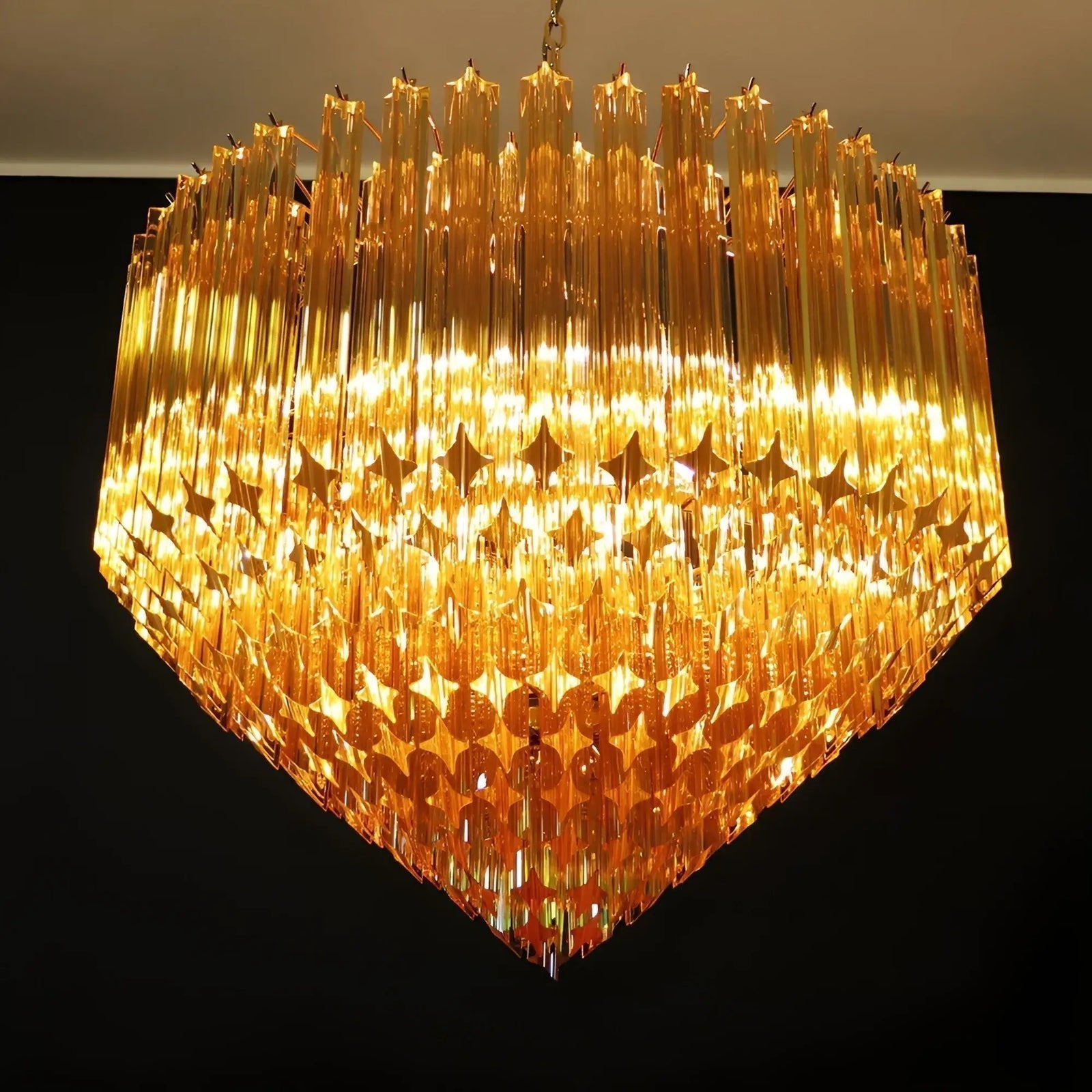 Aurora Chandelier Amber Murano Glass Prism Grand Art - Letslighting