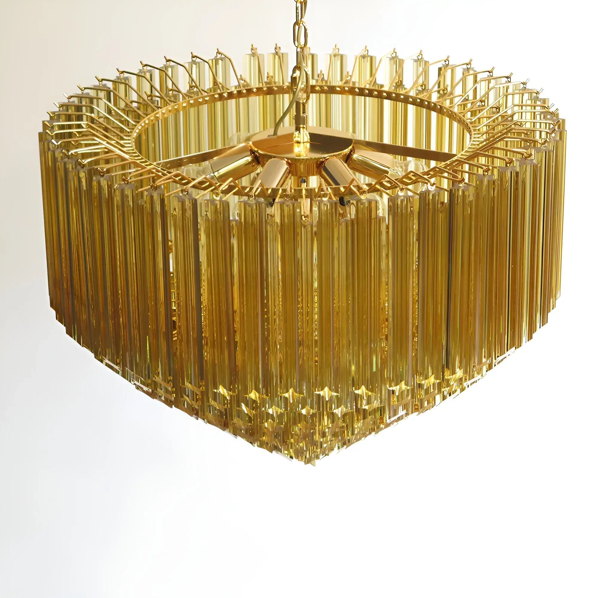 Aurora Chandelier Amber Murano Glass Prism Grand Art - Letslighting