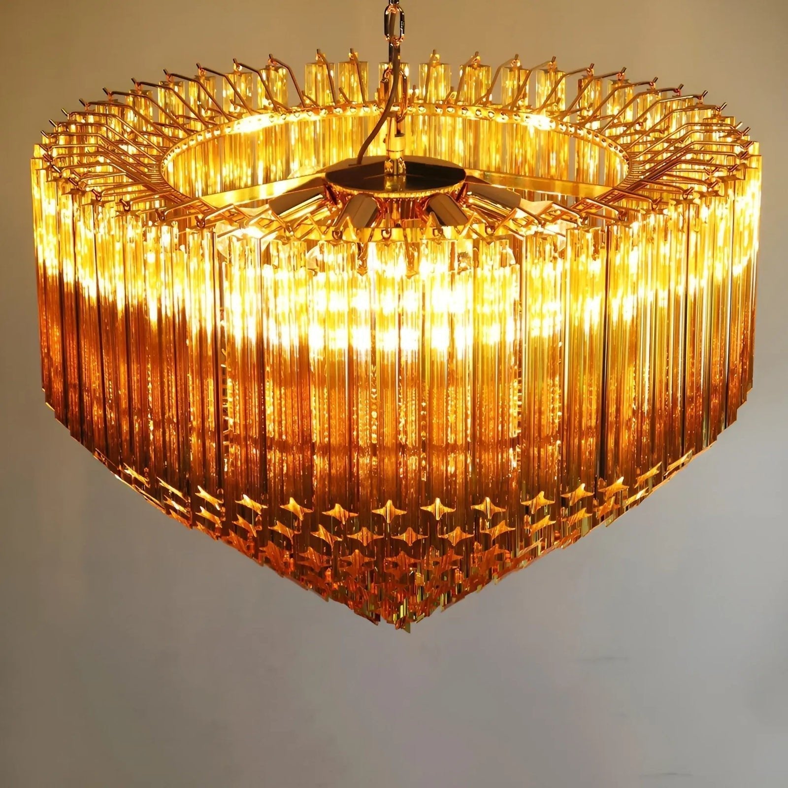 Aurora Chandelier Amber Murano Glass Prism Grand Art - Letslighting