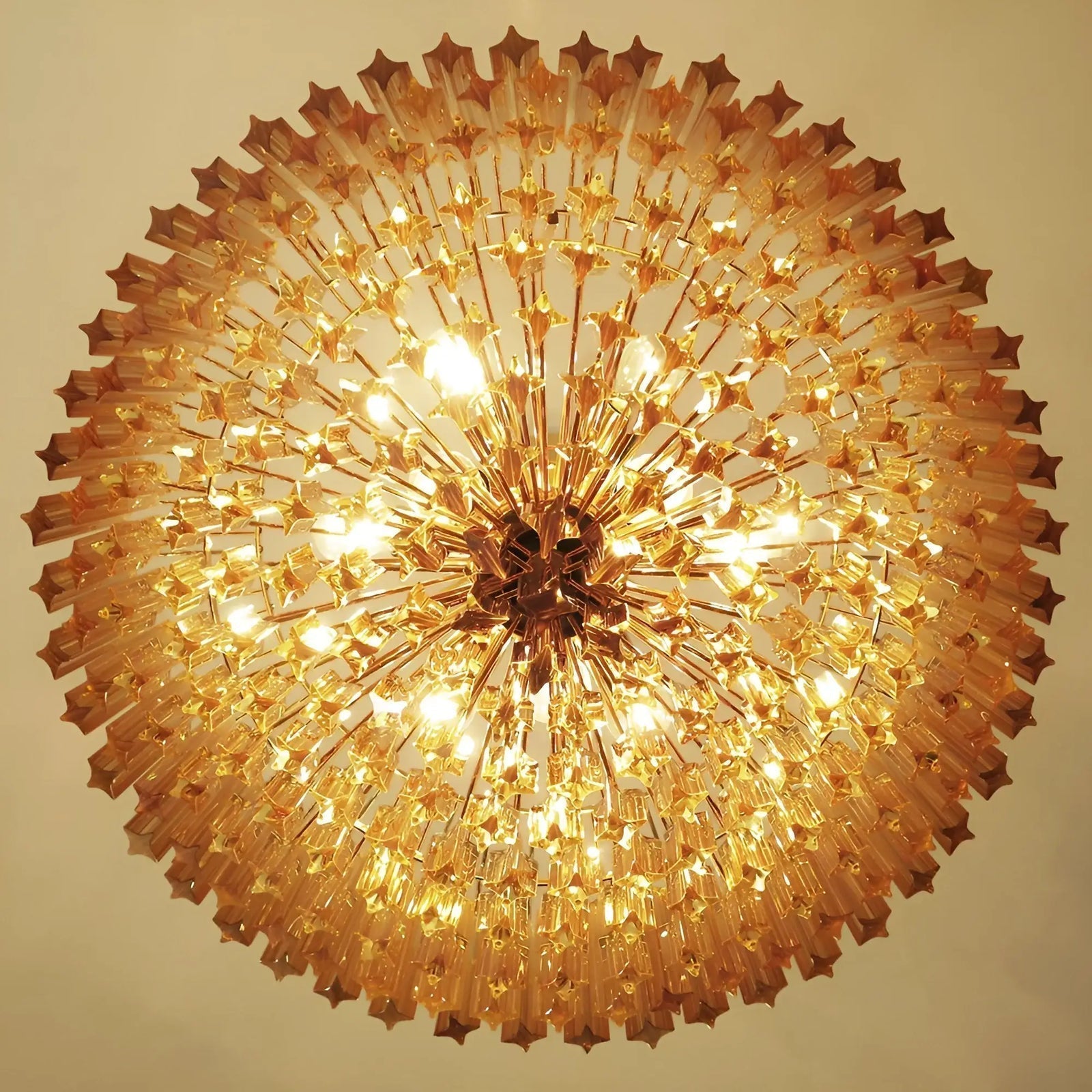 Aurora Chandelier Amber Murano Glass Prism Grand Art - Letslighting