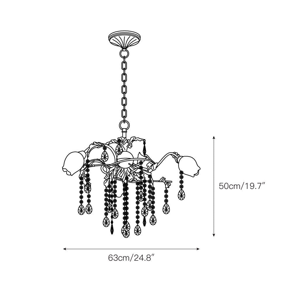 Vasorus Vintage Industrial Brass Crystal Chandelier - Lamp Copper