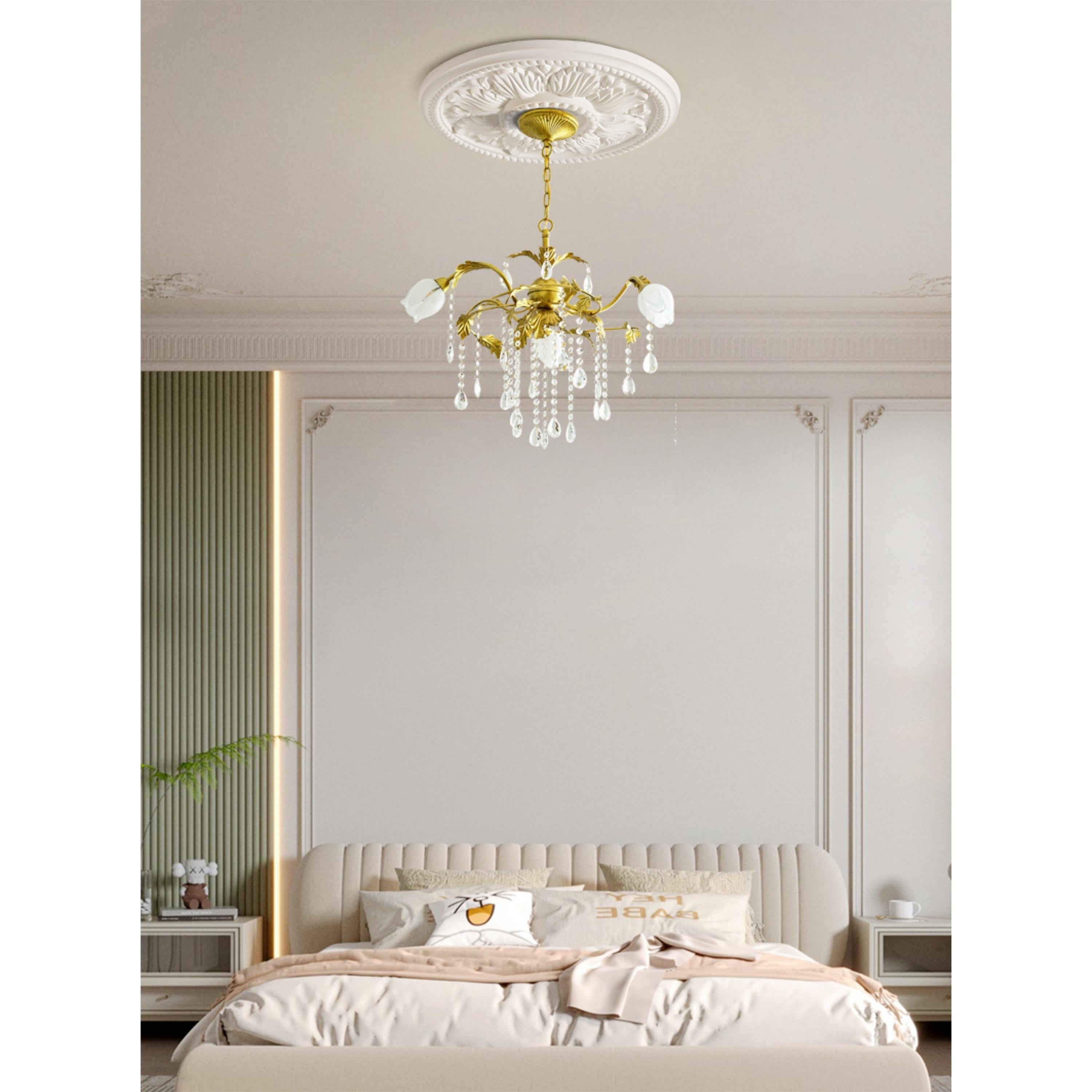 Vasorus Vintage Industrial Brass Crystal Chandelier - Lamp Copper