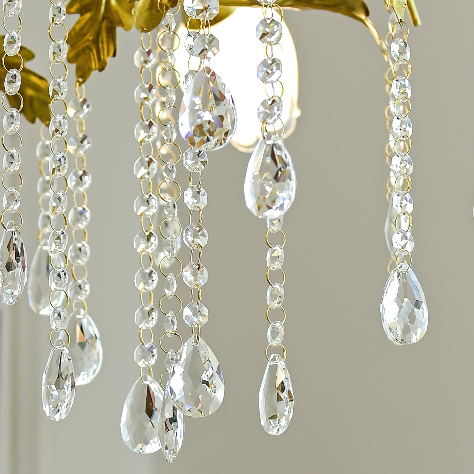 Vasorus Vintage Industrial Brass Crystal Chandelier - Lamp Copper