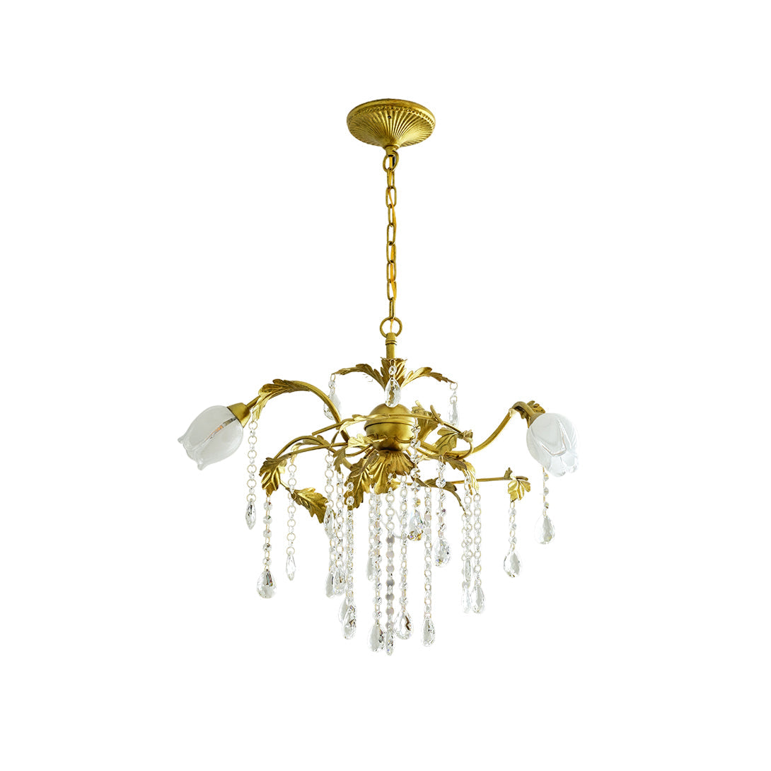 Vasorus Lustre Industriel Vintage Laiton Cristal - Neutralighting