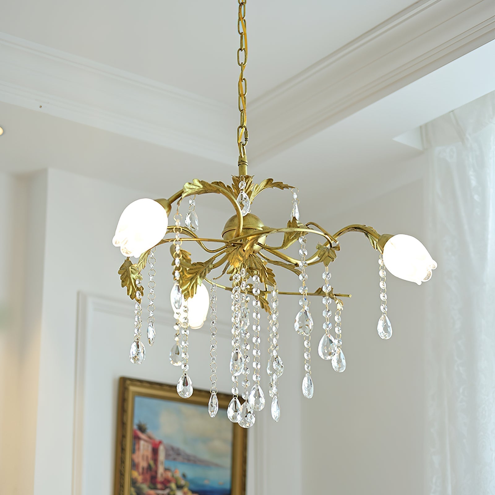 Vasorus Vintage Industrial Brass Crystal Chandelier - Lamp Copper