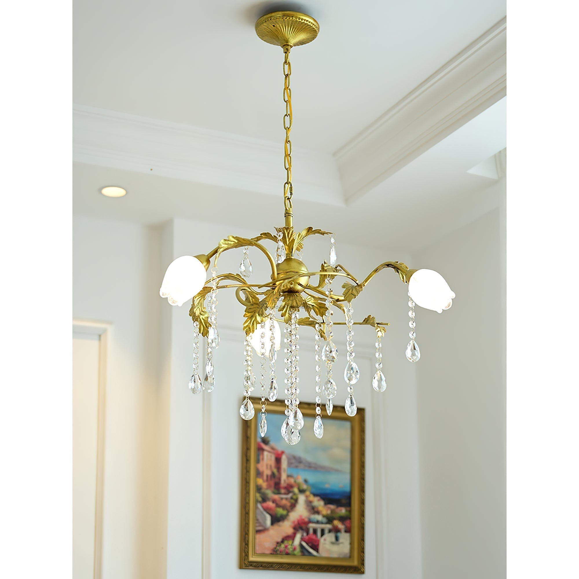 Vasorus Vintage Industrial Brass Crystal Chandelier - Lamp Copper