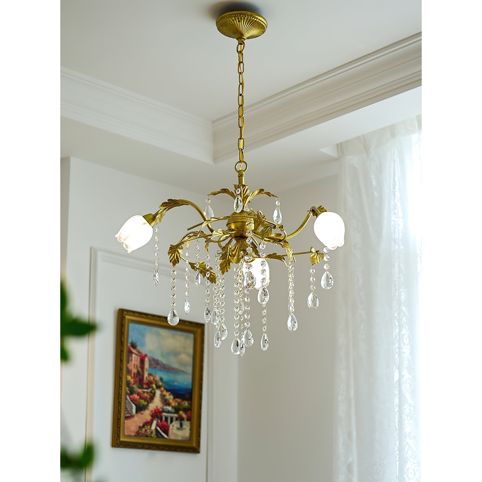 Vasorus Vintage Industrial Brass Crystal Chandelier - Lamp Copper