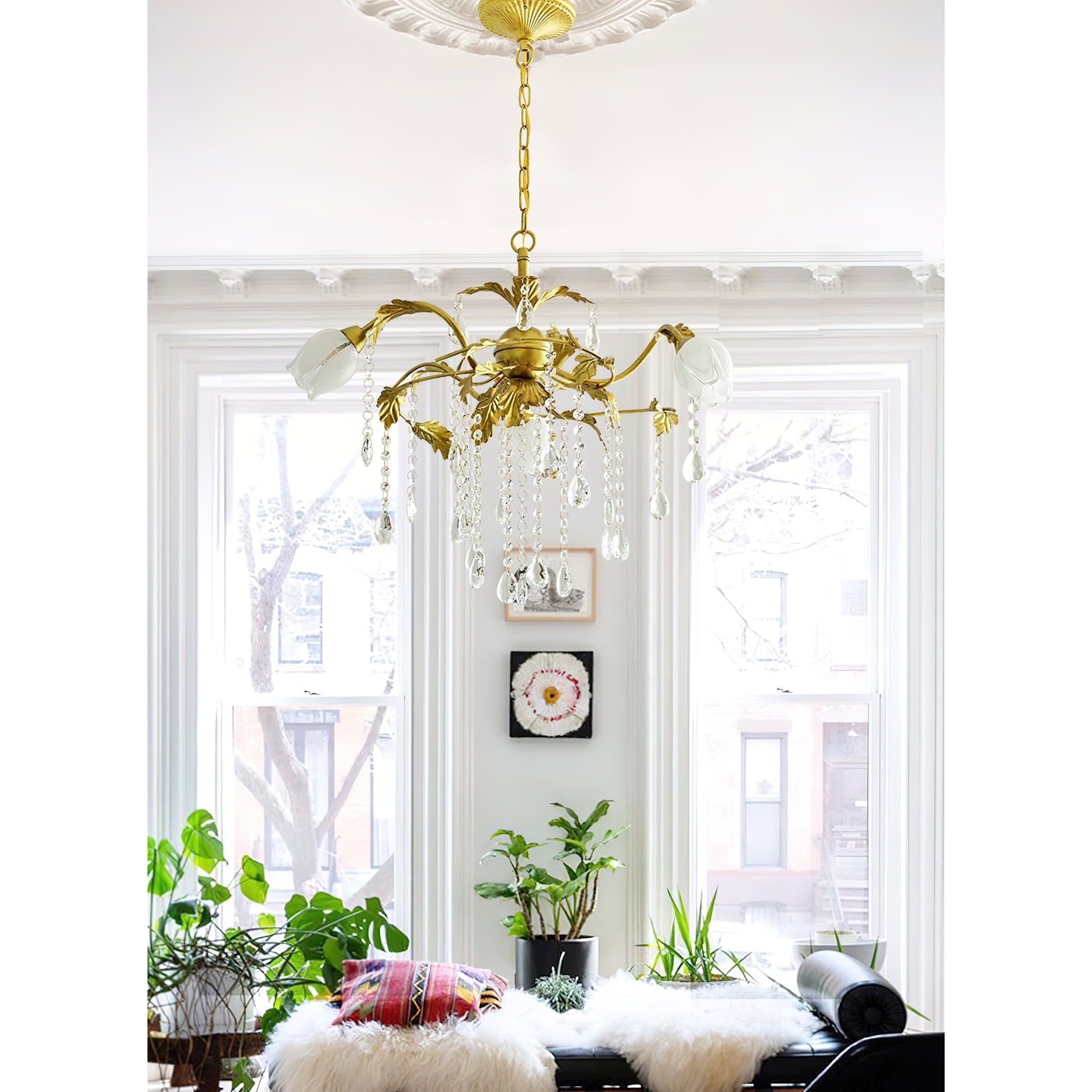 Vasorus Vintage Industrial Brass Crystal Chandelier - Lamp Copper