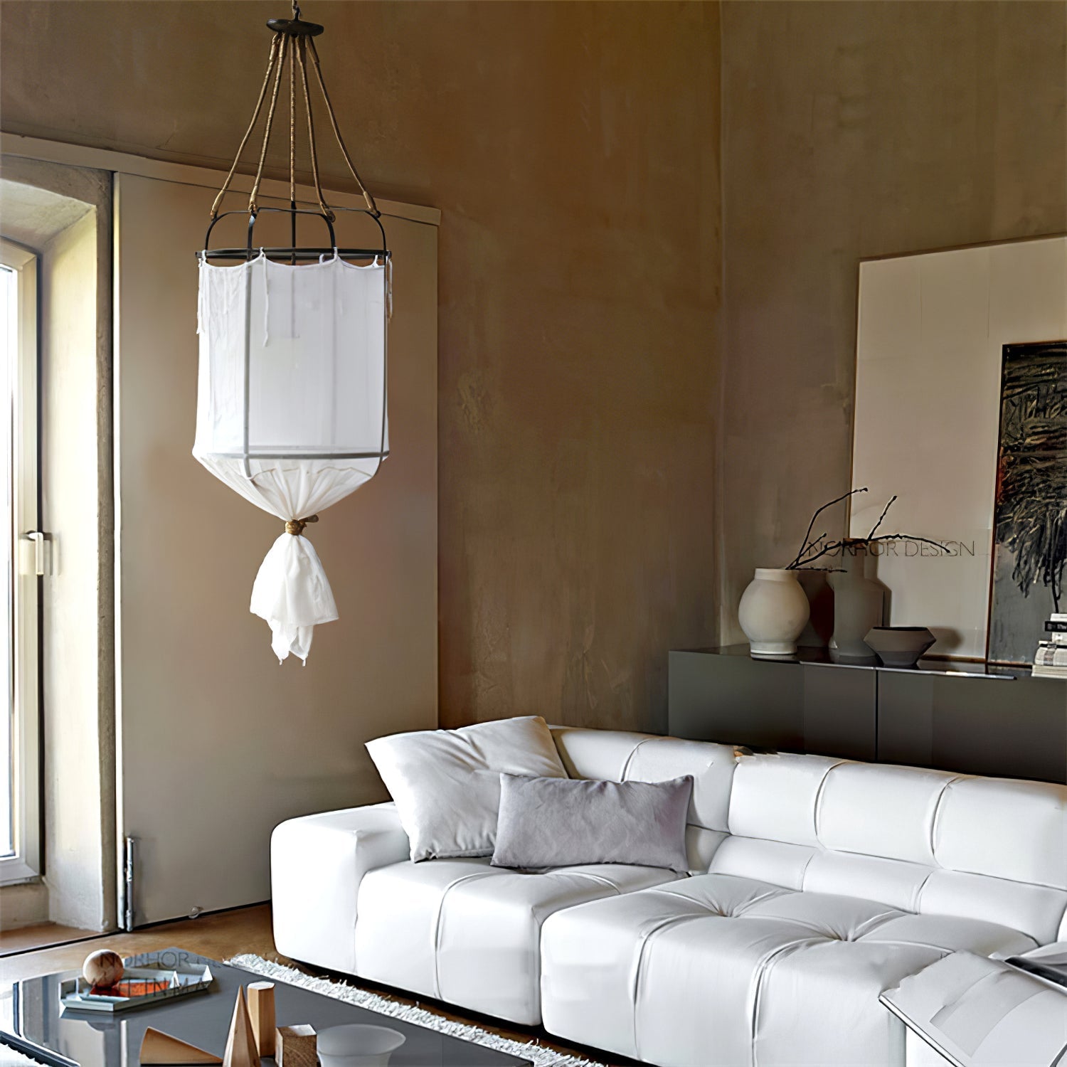 Erina Chandelier Moderne en Lin et Métal - Neutralighting