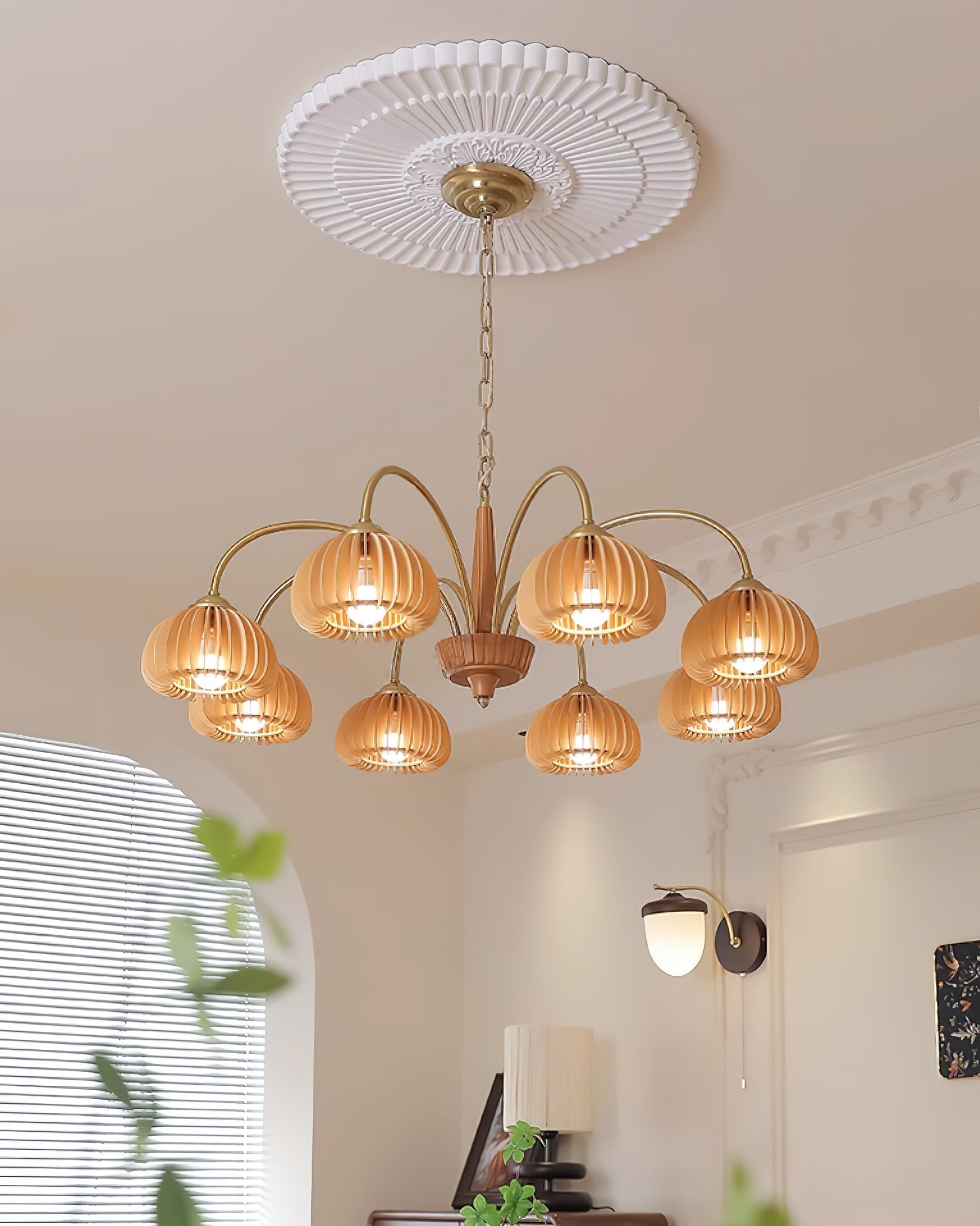 Autumn Glow Pumpkin Wooden Chandelier - Letslighting