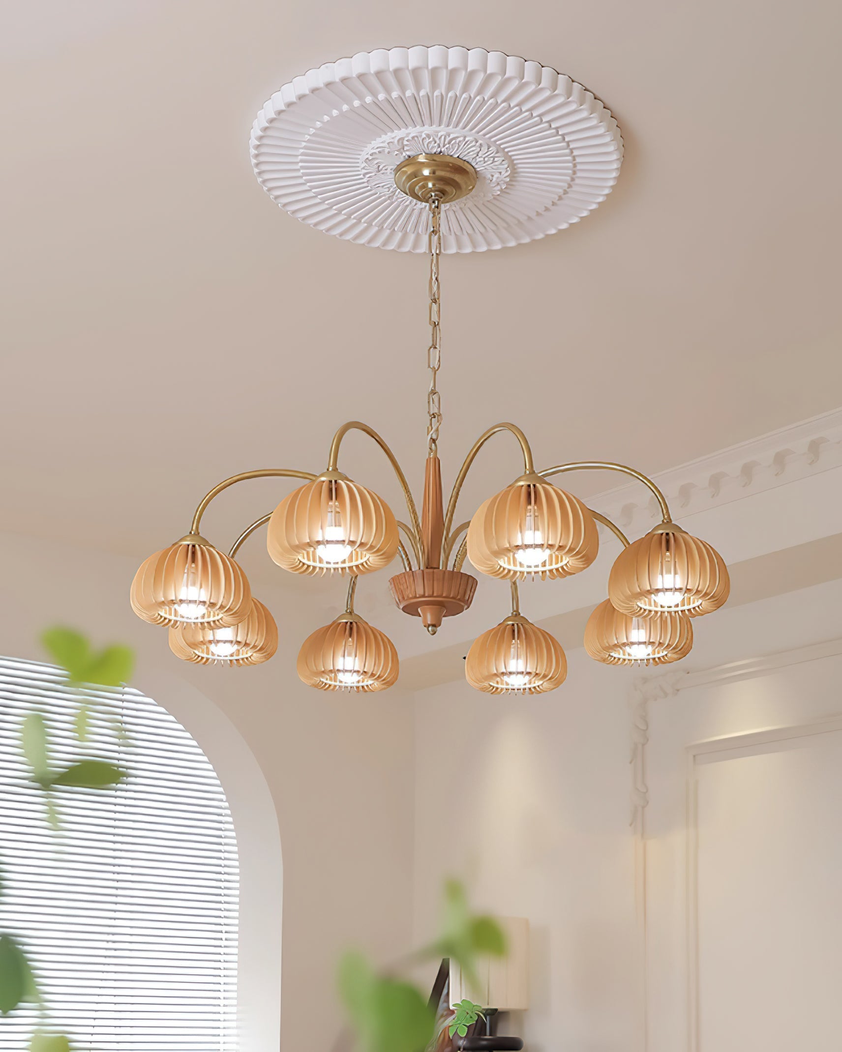 Autumn Glow Pumpkin Wooden Chandelier - Letslighting