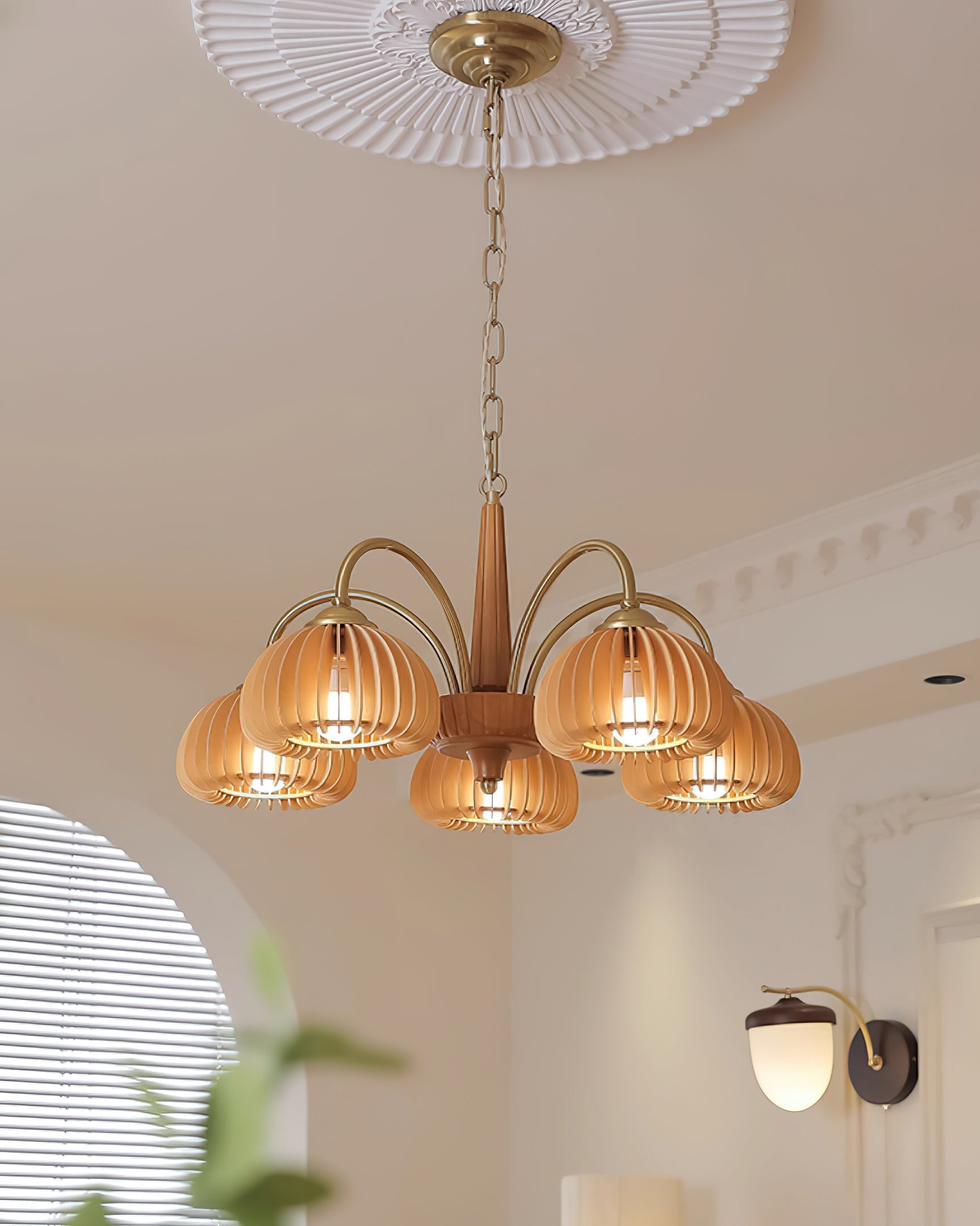 Autumn Glow Pumpkin Wooden Chandelier - Letslighting