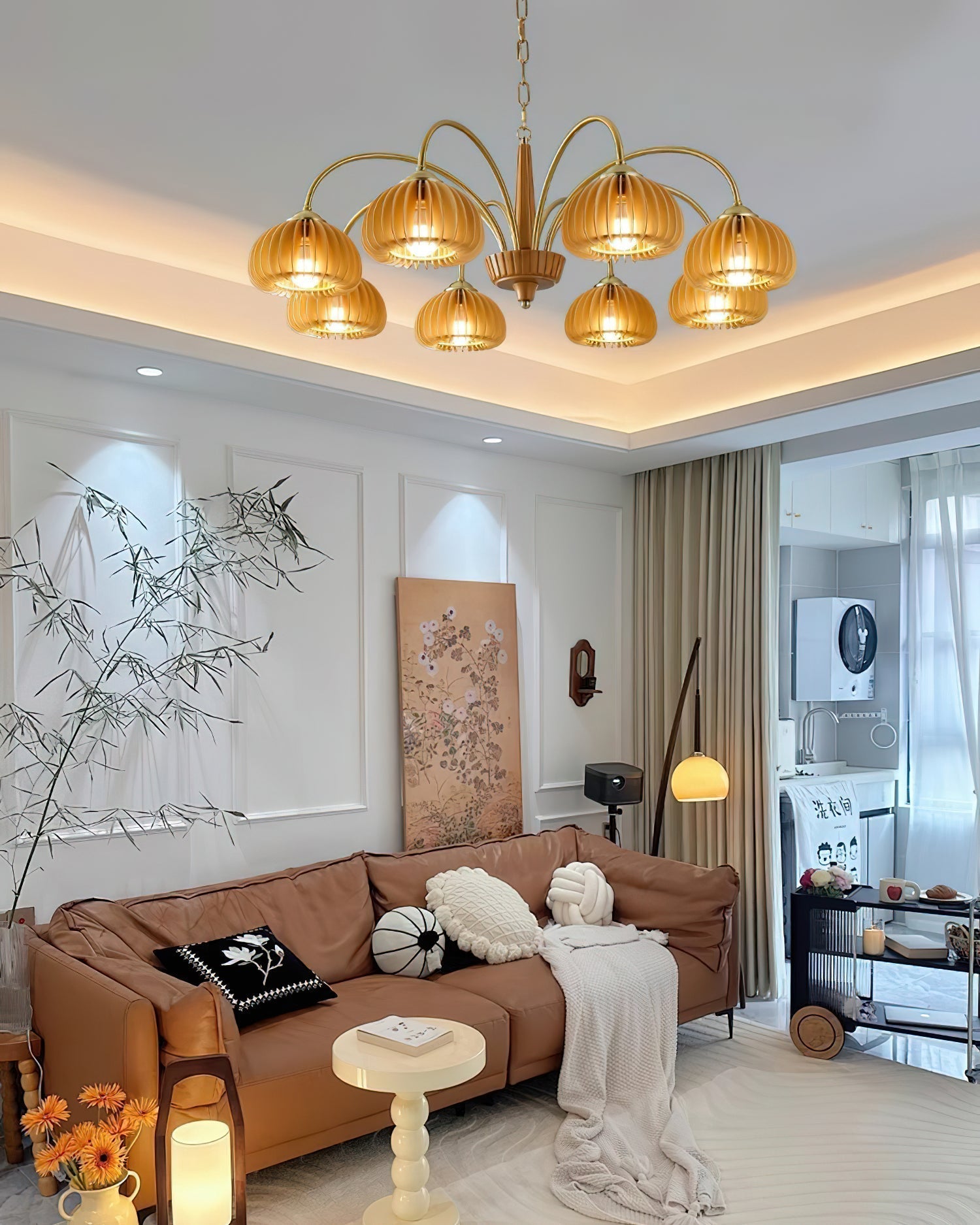 Autumn Glow Pumpkin Wooden Chandelier - Letslighting